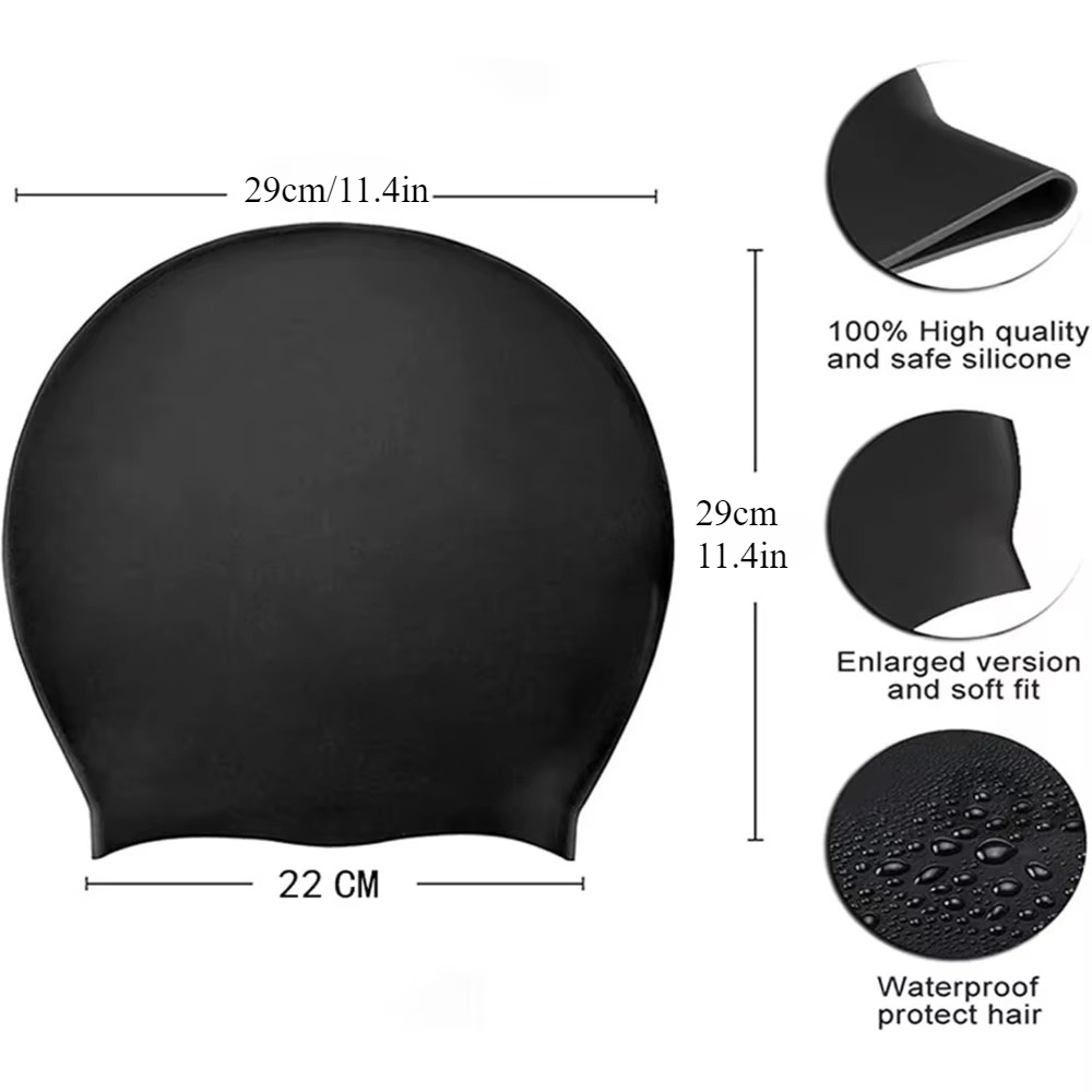 Extra Large Silicone Swim Cap For Long Hair Braids Dreadlocks And Curly Hair 2