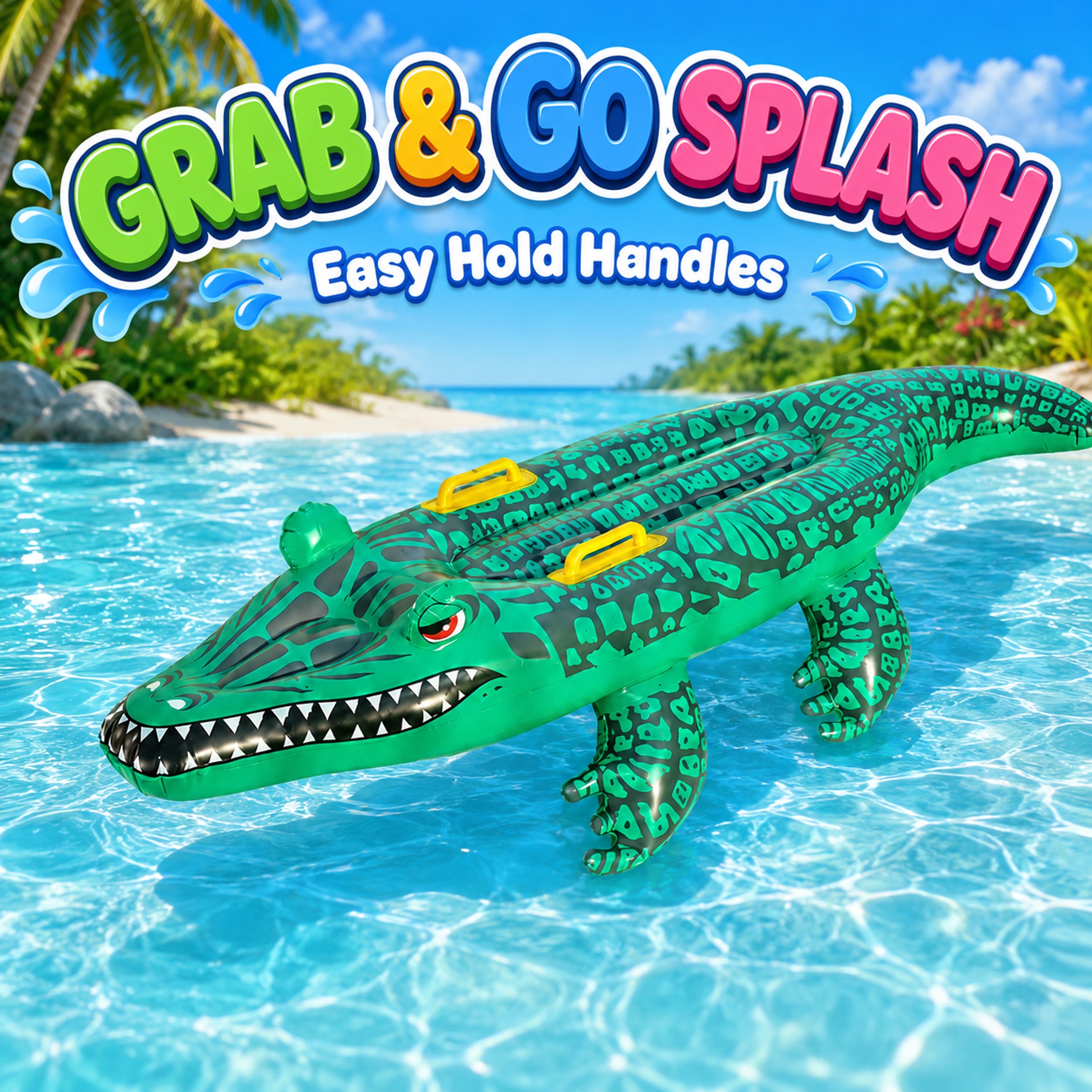 Inflatable Crocodile Pool Float Swim Ring for Kids Summer Water Fun – view 1
