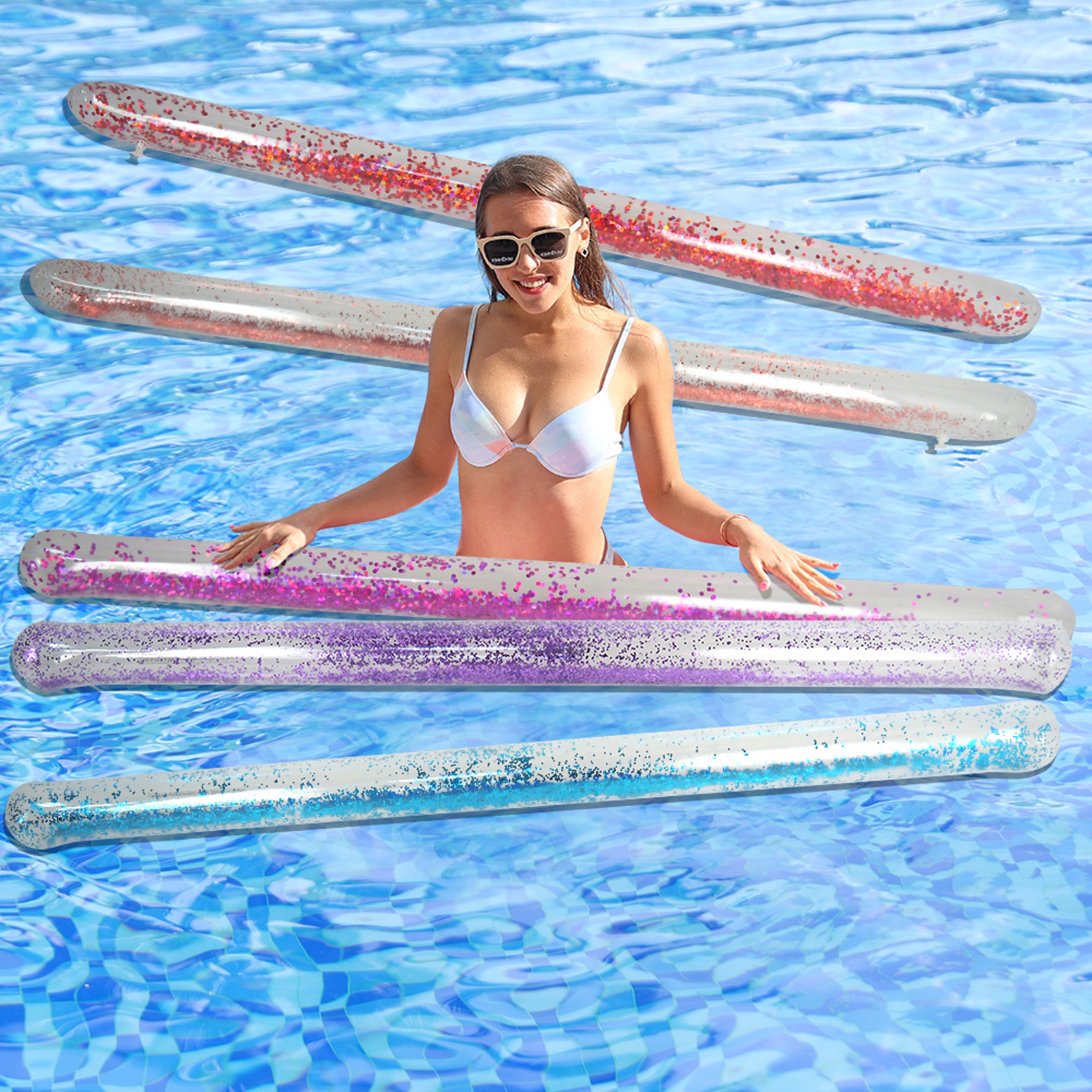 Inflatable Pool Float Swim Ring Water Hammock Stick Tube Lounger For Pool  Beach 3