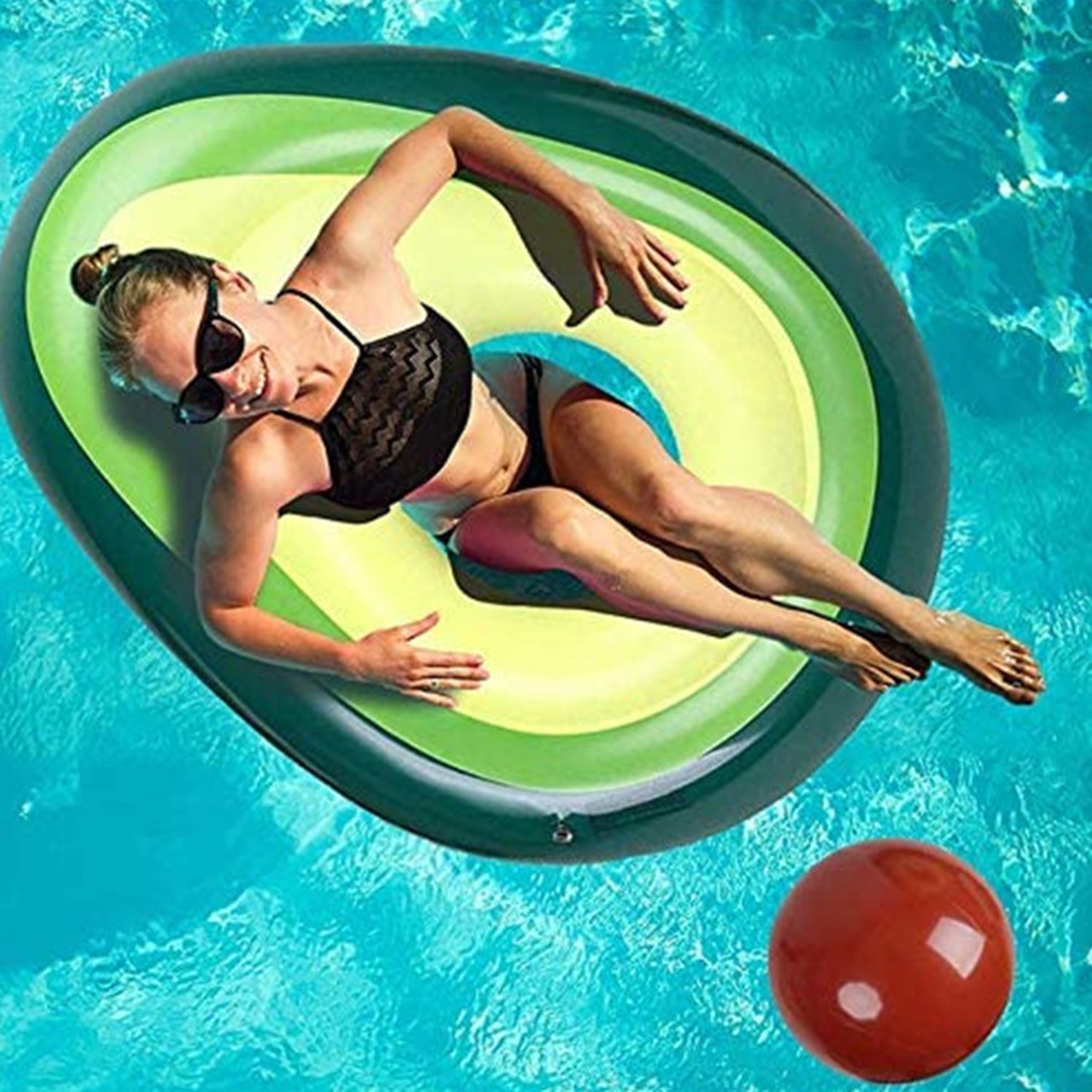 Avocado Inflatable Pool Float with Ball Raft – view 1