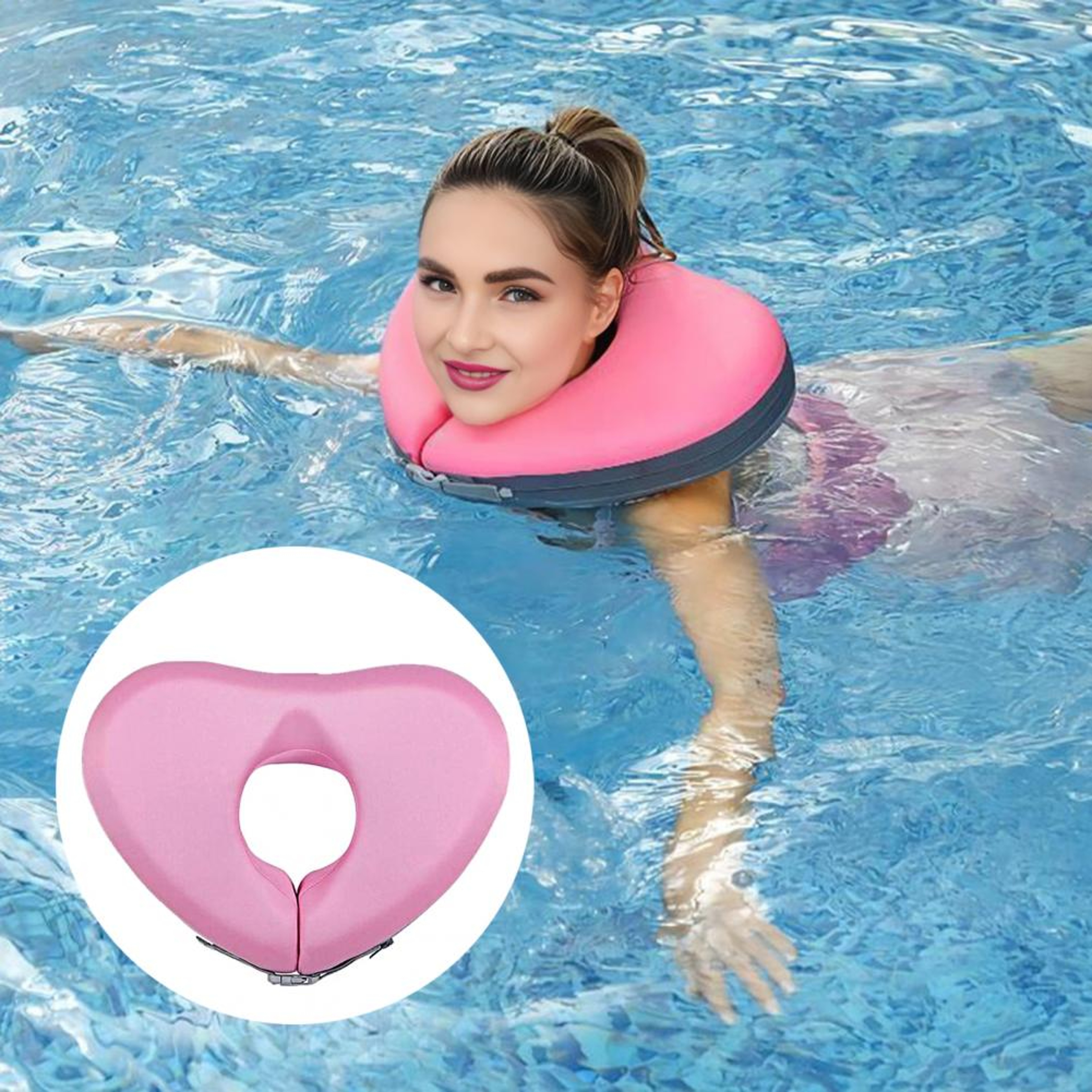 Heart Shaped Swim Neck Float Collar For Adults Pool Neck Support Floating Swim Aid 0