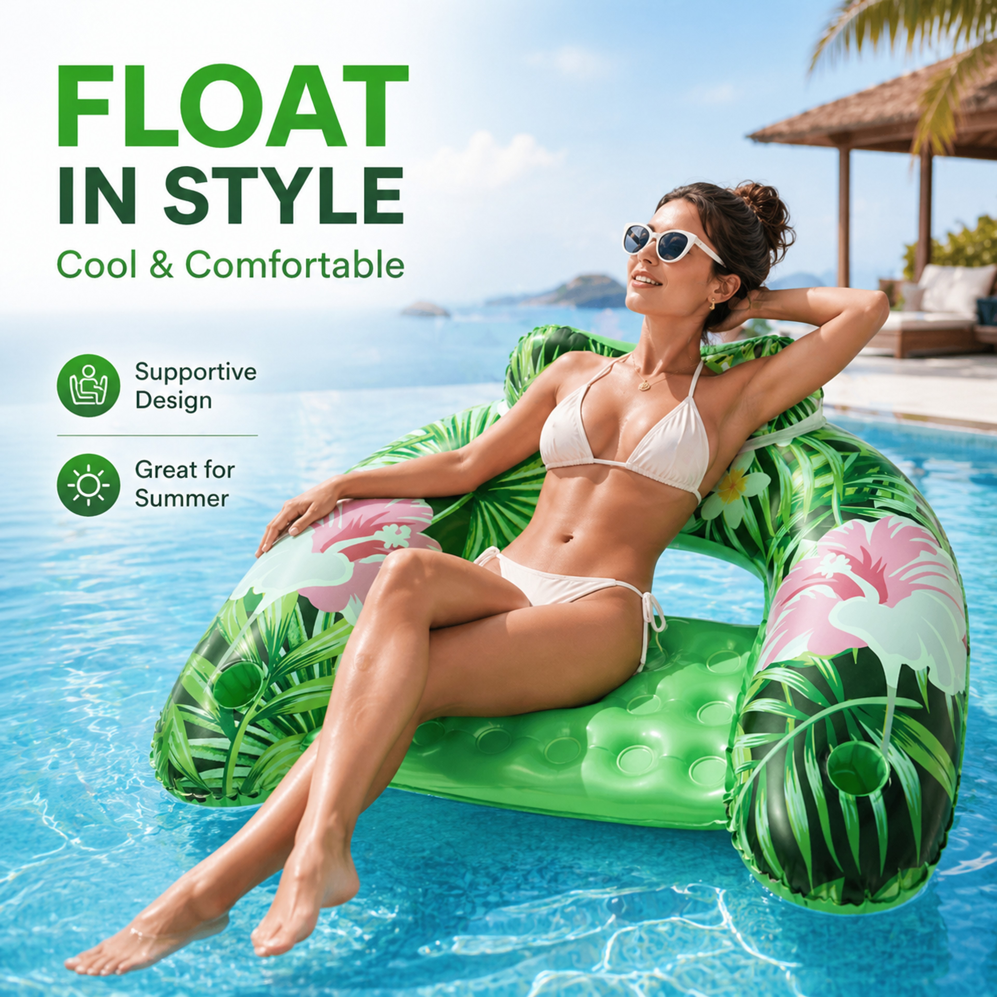 Inflatable Pool Float Chair with Cup Holder for Adults – view 4