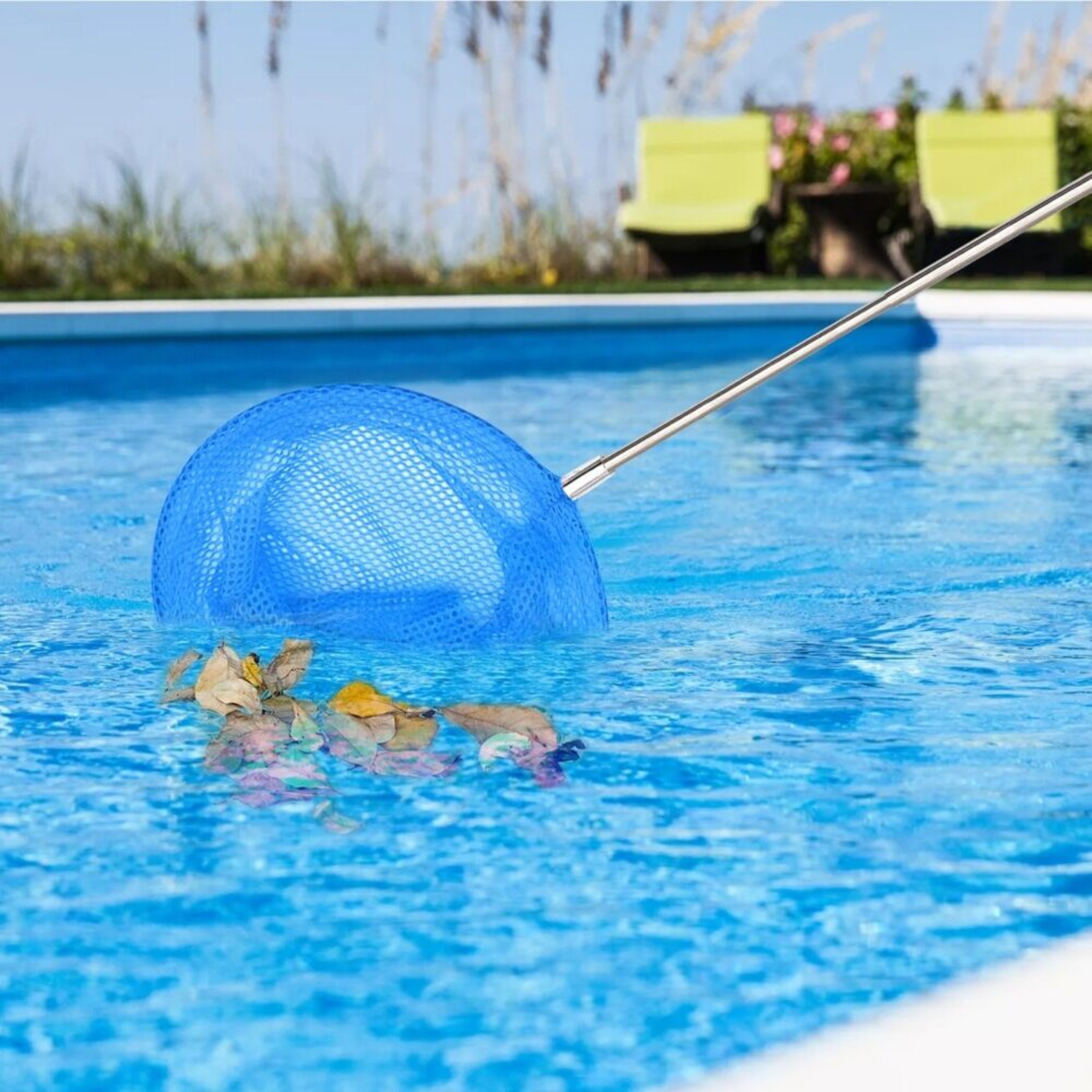 Telescopic Pool Skimmer Net With Fine Mesh Leaf Rake 2