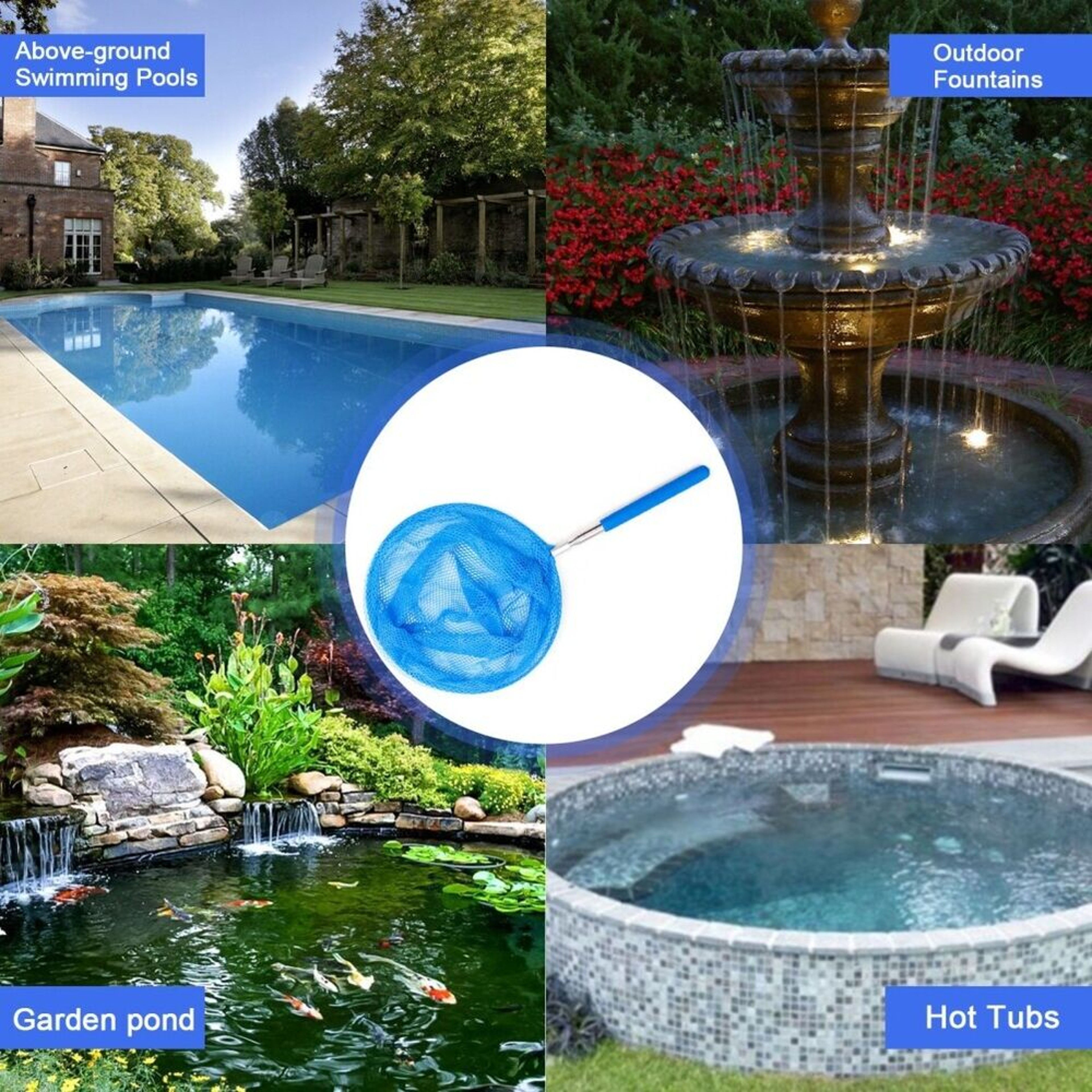 Telescopic Pool Skimmer Net With Fine Mesh Leaf Rake 5