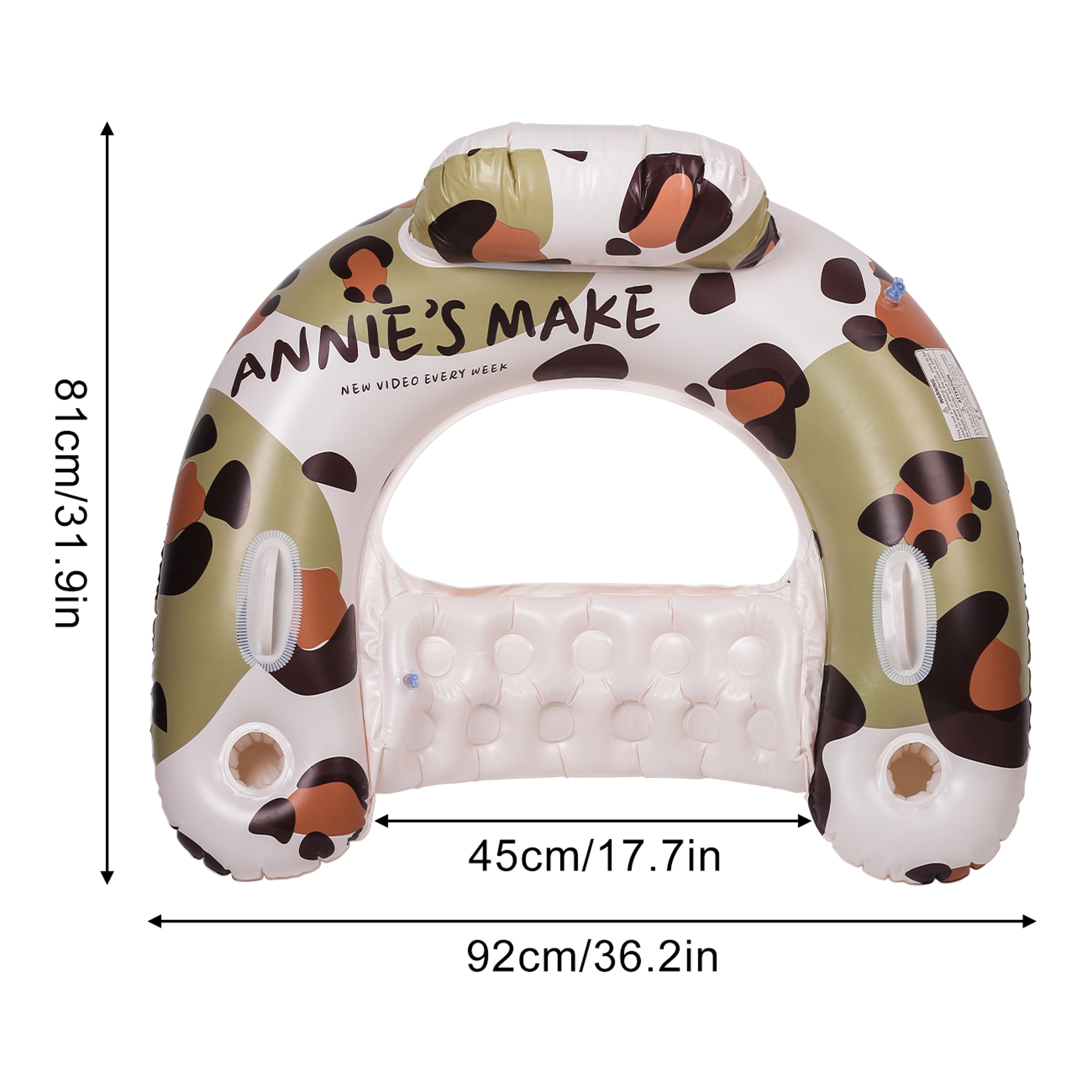 Inflatable Pool Lounger Float With Cup Holders And Handles 7