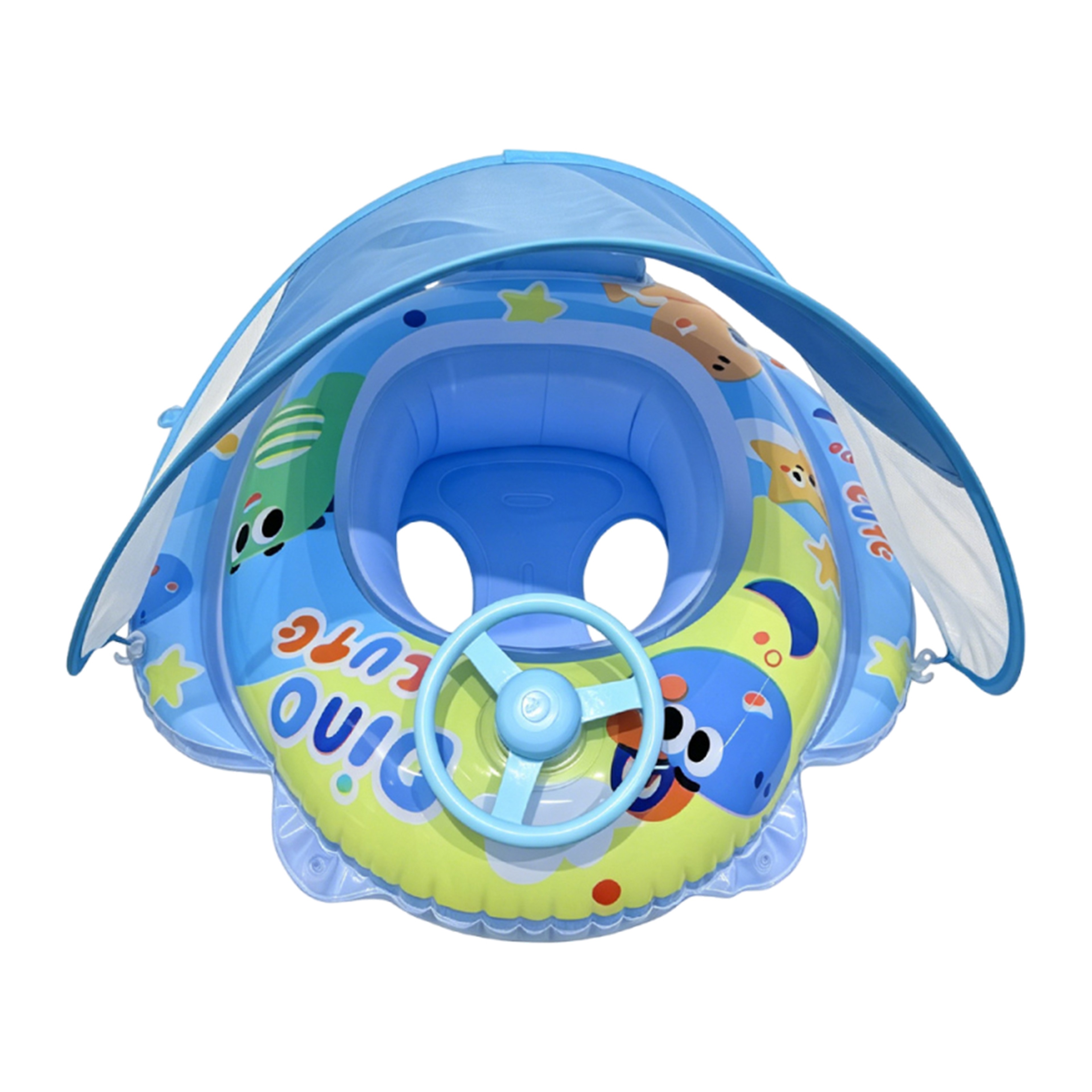 Inflatable Baby Pool Float With Canopy And Steering Wheel For Toddlers 7