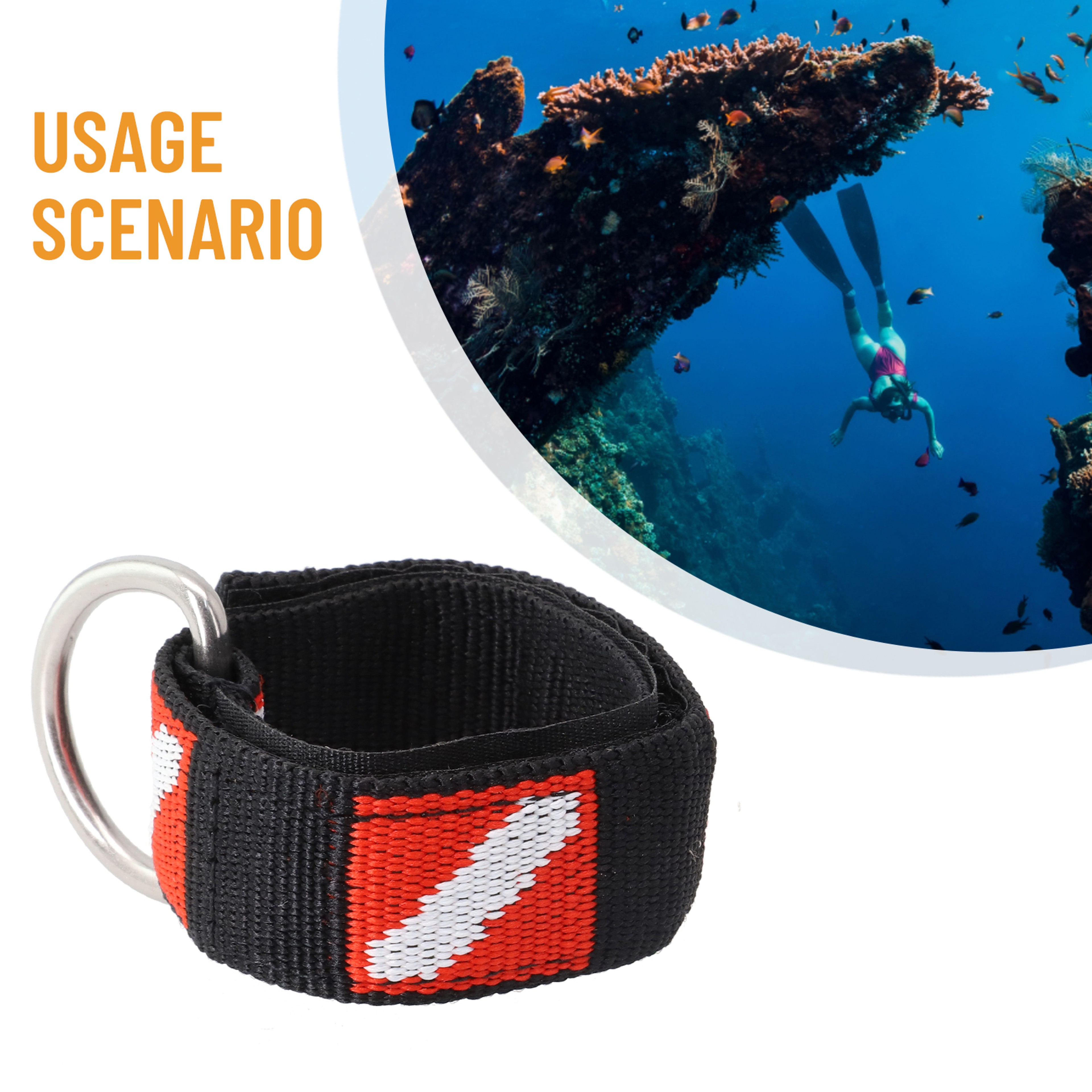 Adjustable Scuba Diving Wrist Strap with Metal D Ring Lanyard – view 1