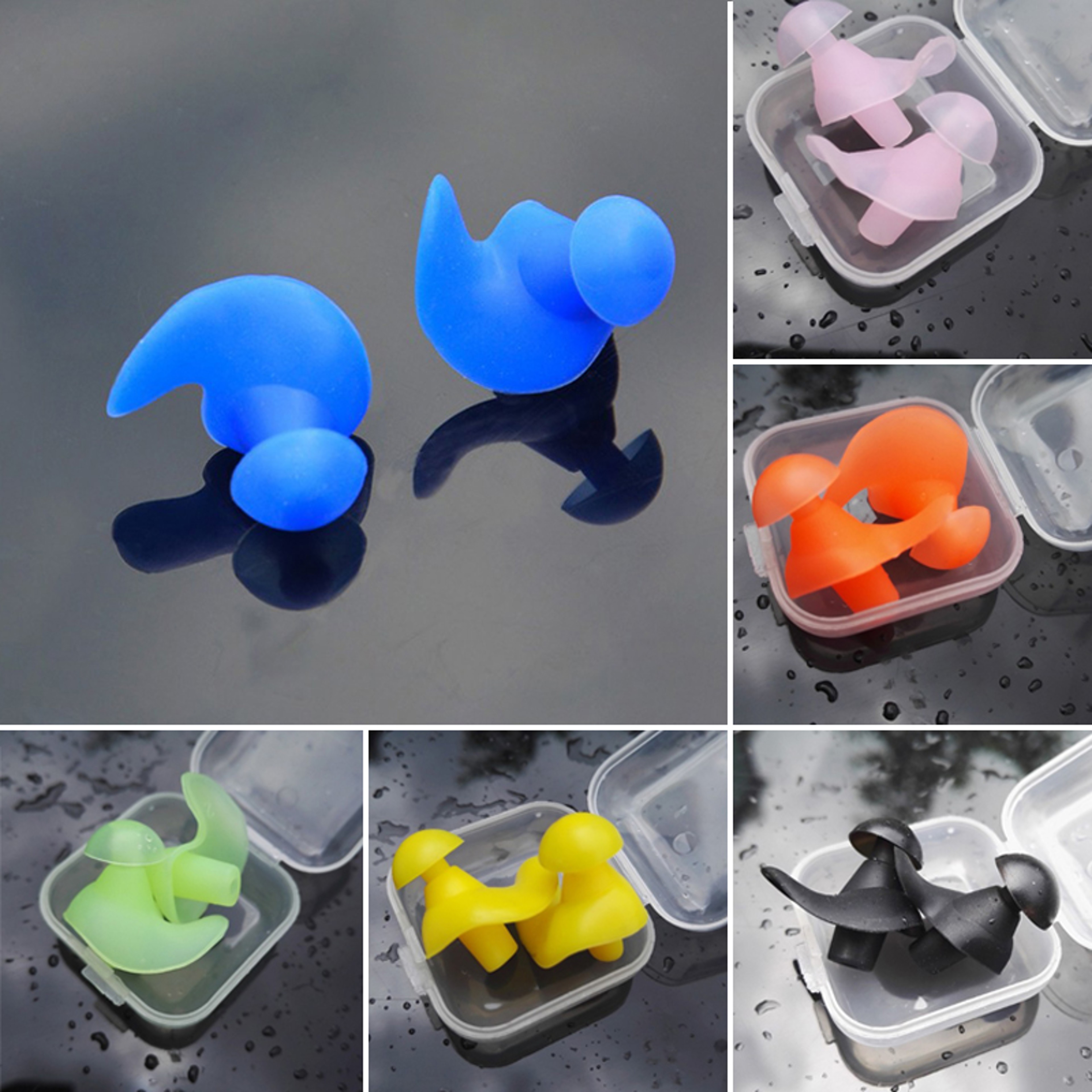 Soft Silicone Swimming Ear Plugs With Portable Case 0