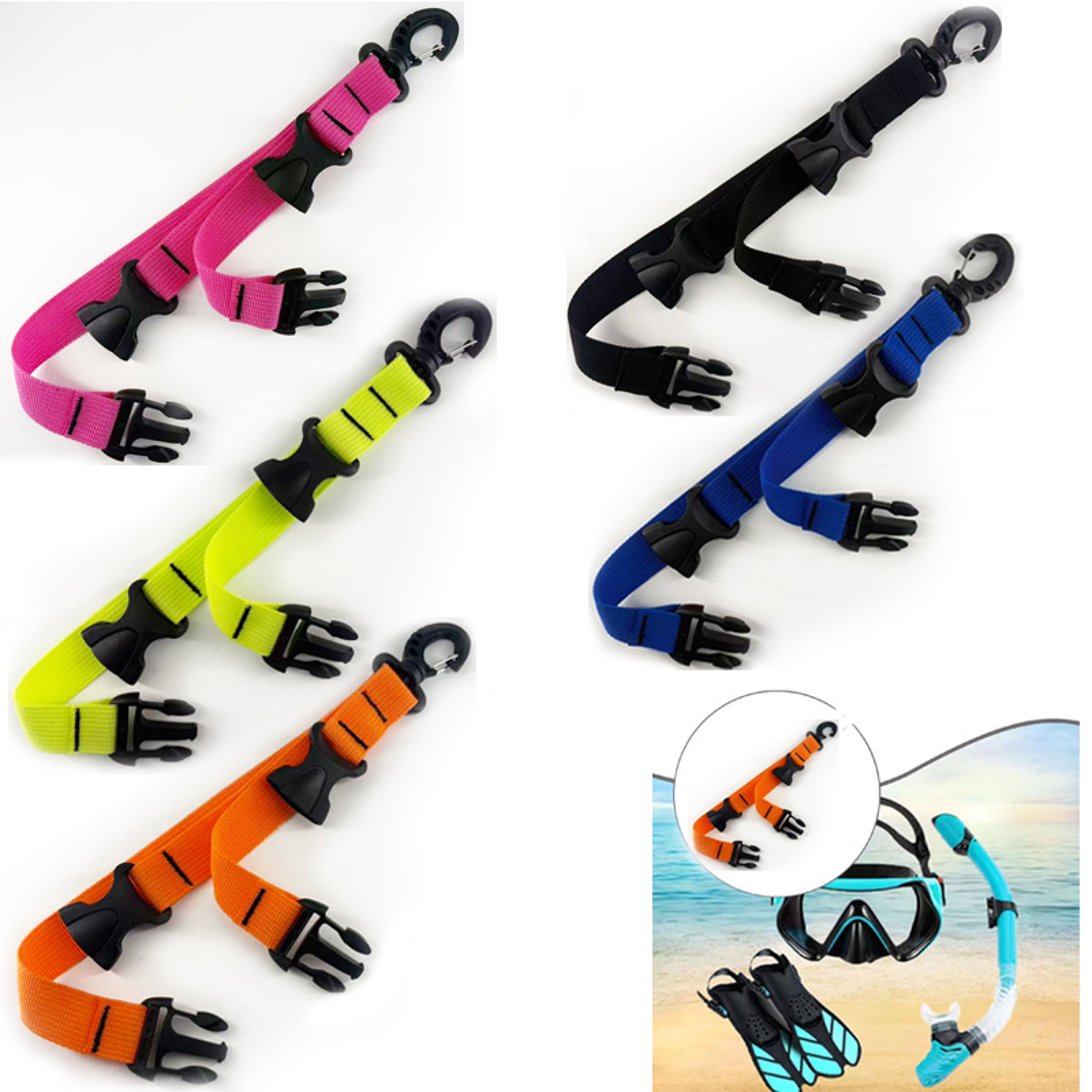 Scuba Fin Holder And Mask Clip With Quick Release BCD Strap 0