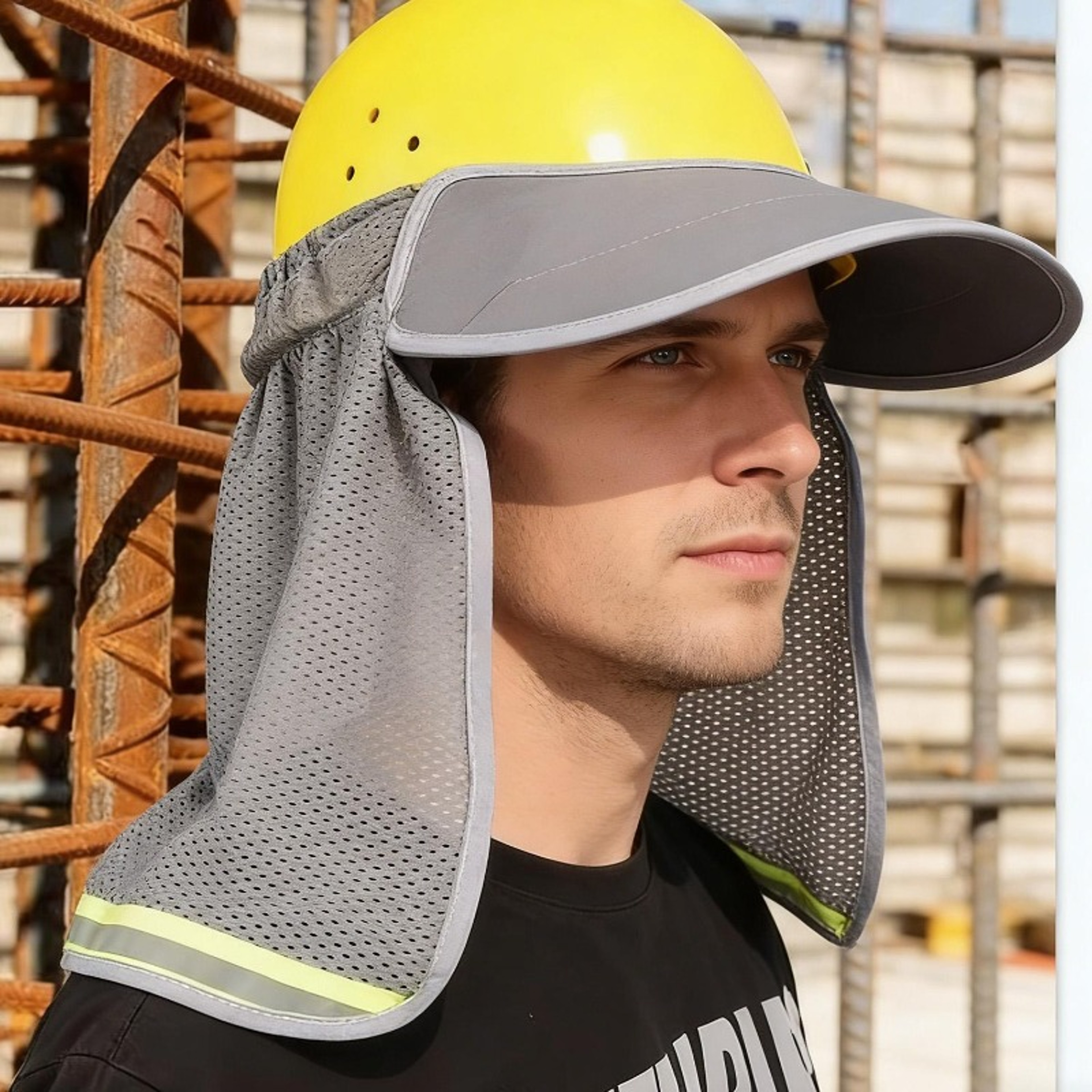 Hard Hat Sun Shield With Reflective Mesh Neck Protection 2