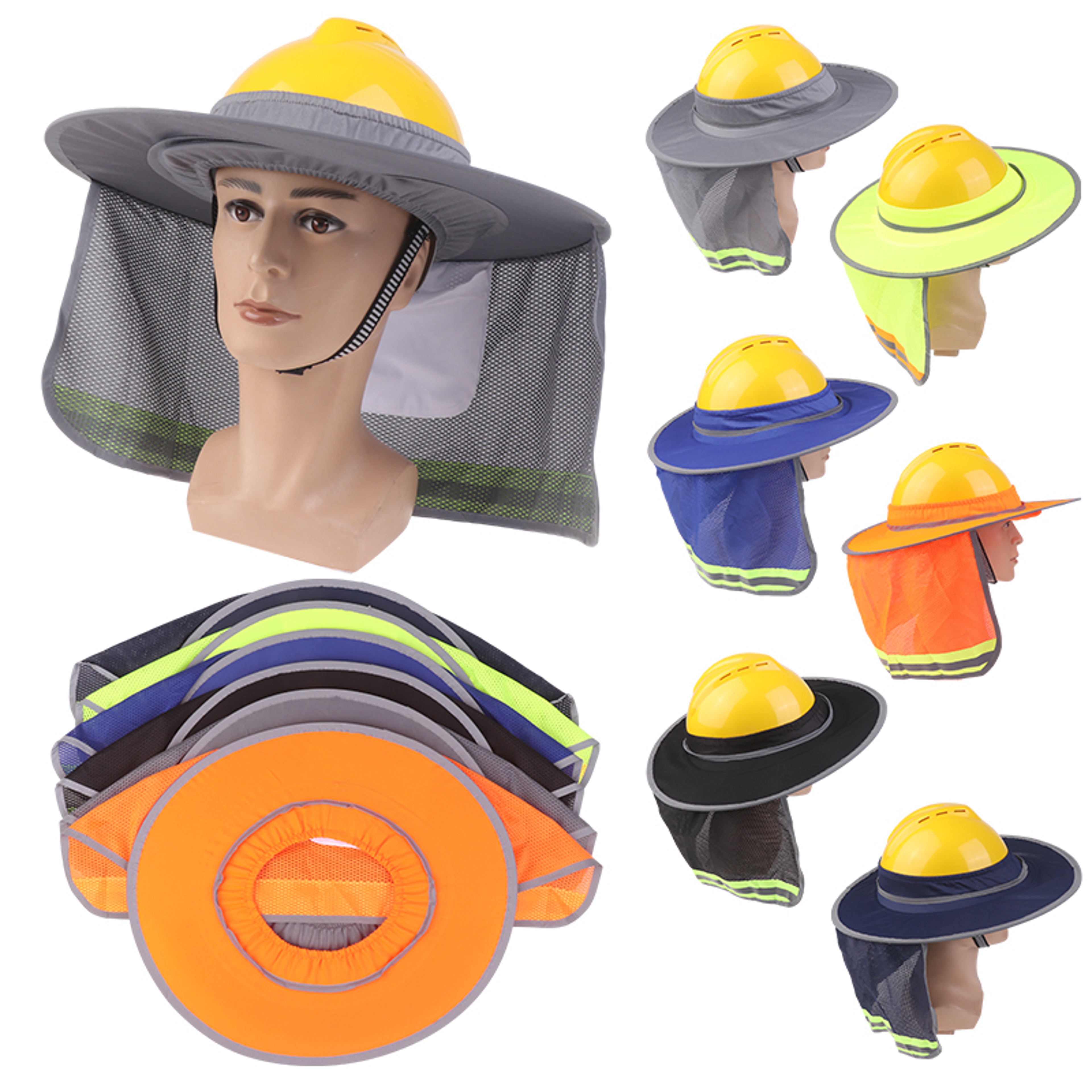 Hard Hat Sun Shade Neck Shield With Reflective Mesh 0