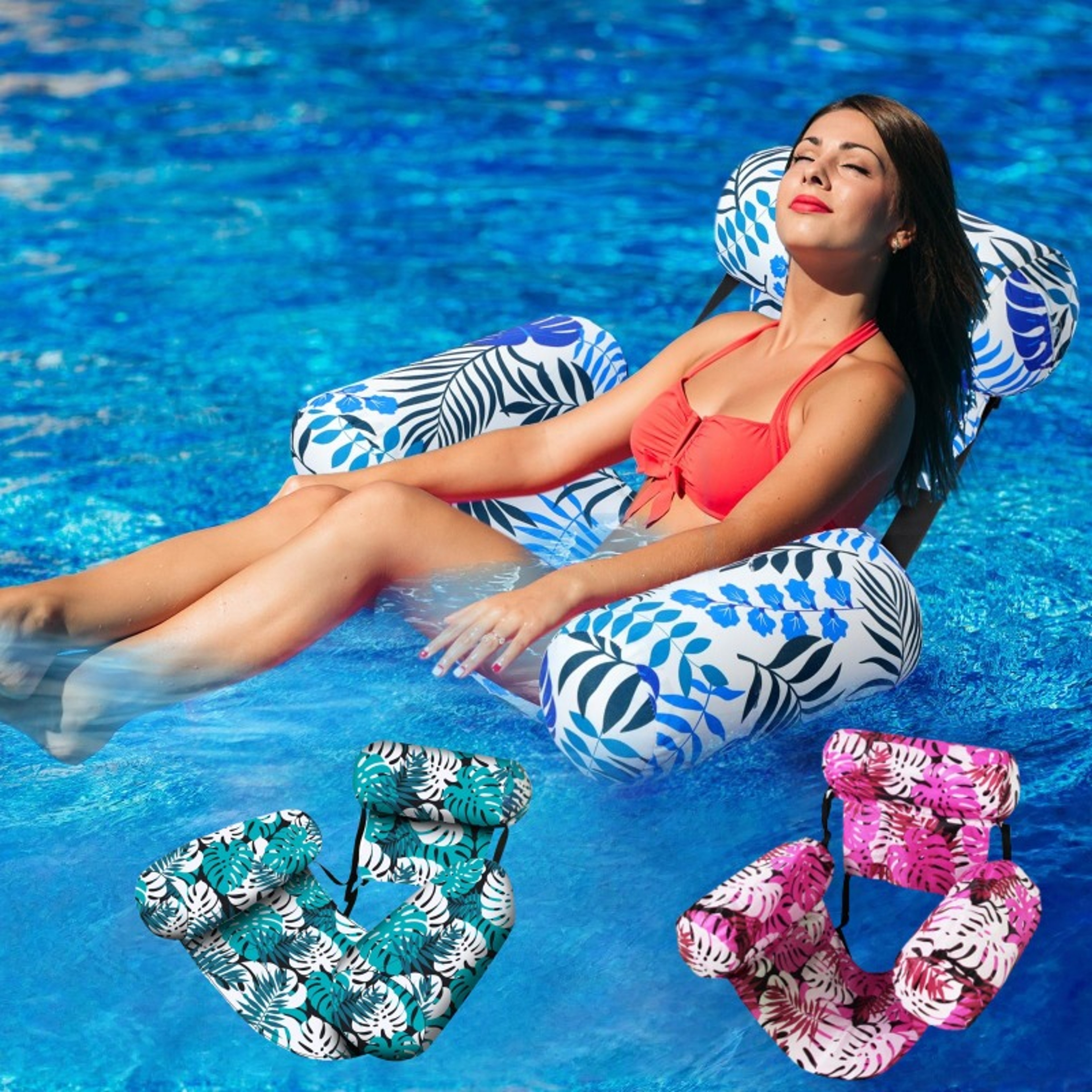 Inflatable Pool Hammock Lounger With Armrests For Beach Pool Relaxation 0