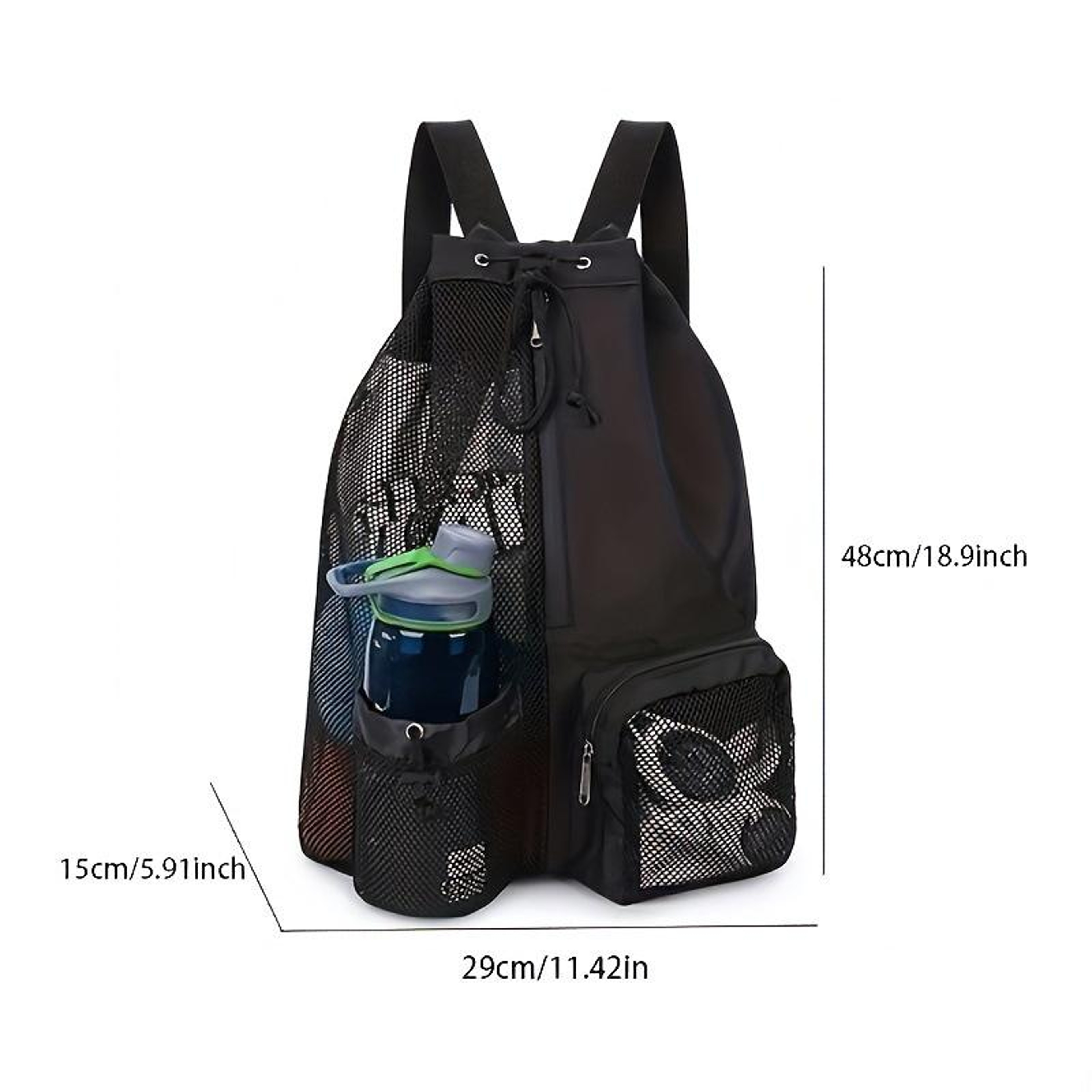 Quick Dry Mesh Swim Bag With Wet Pocket Adjustable Drawstring Backpack 1