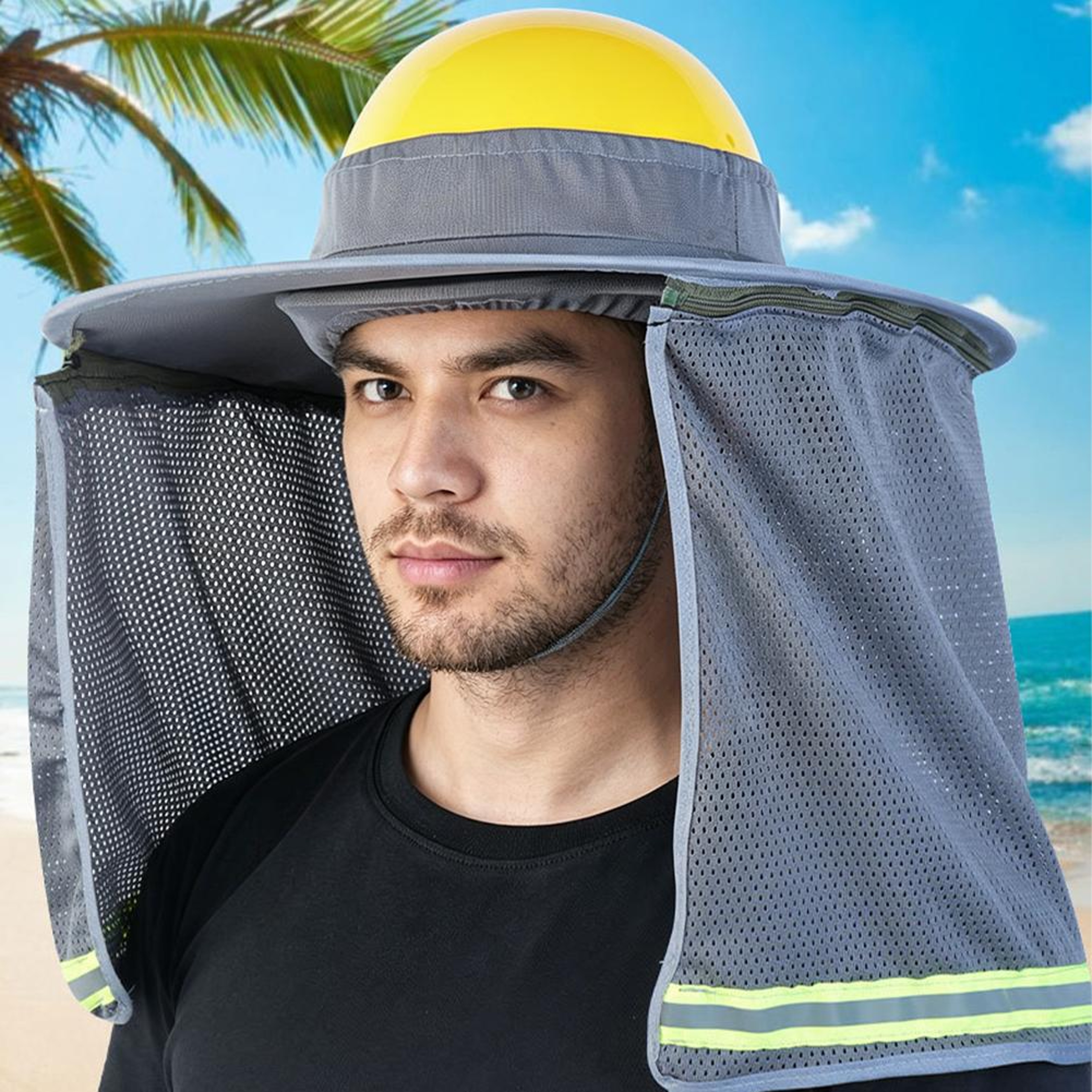 Hard Hat Sun Shade With Reflective Neck Shield For Outdoor Work 1