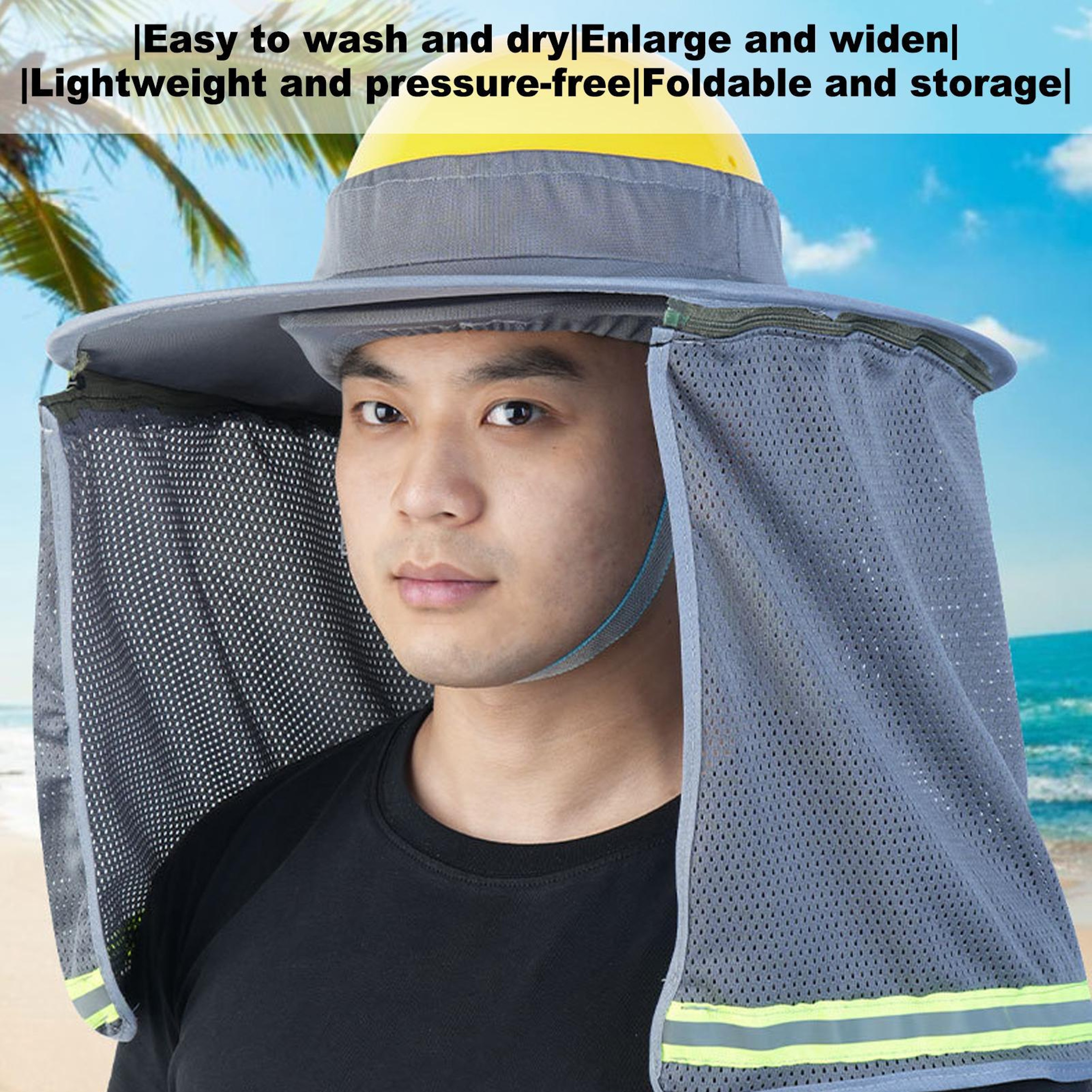 Breathable Hard Hat Sunshade with Neck Shield for Construction Work – view 1