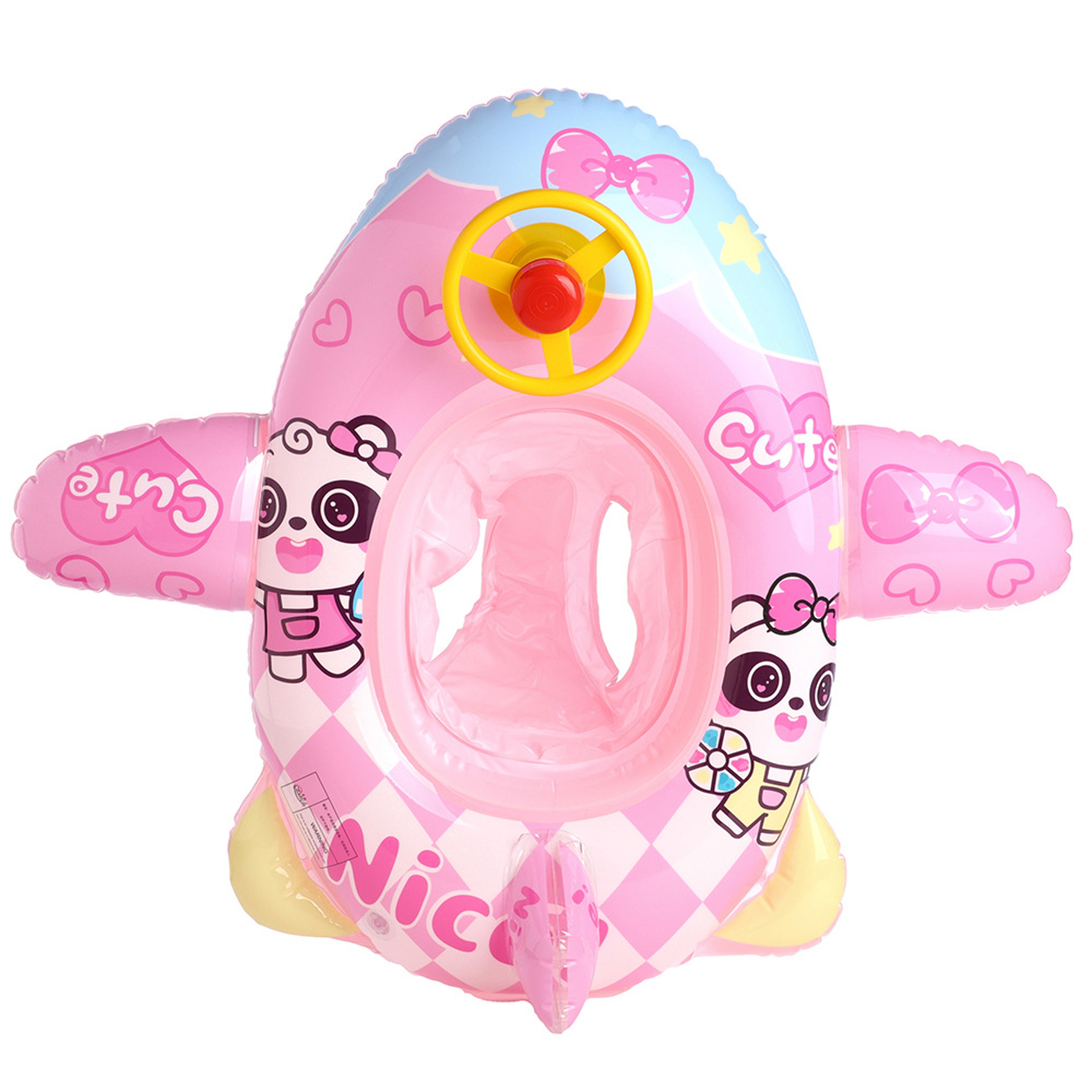 Baby Pool Float With Steering Wheel Horn Inflatable Swim Ring For Toddlers 3