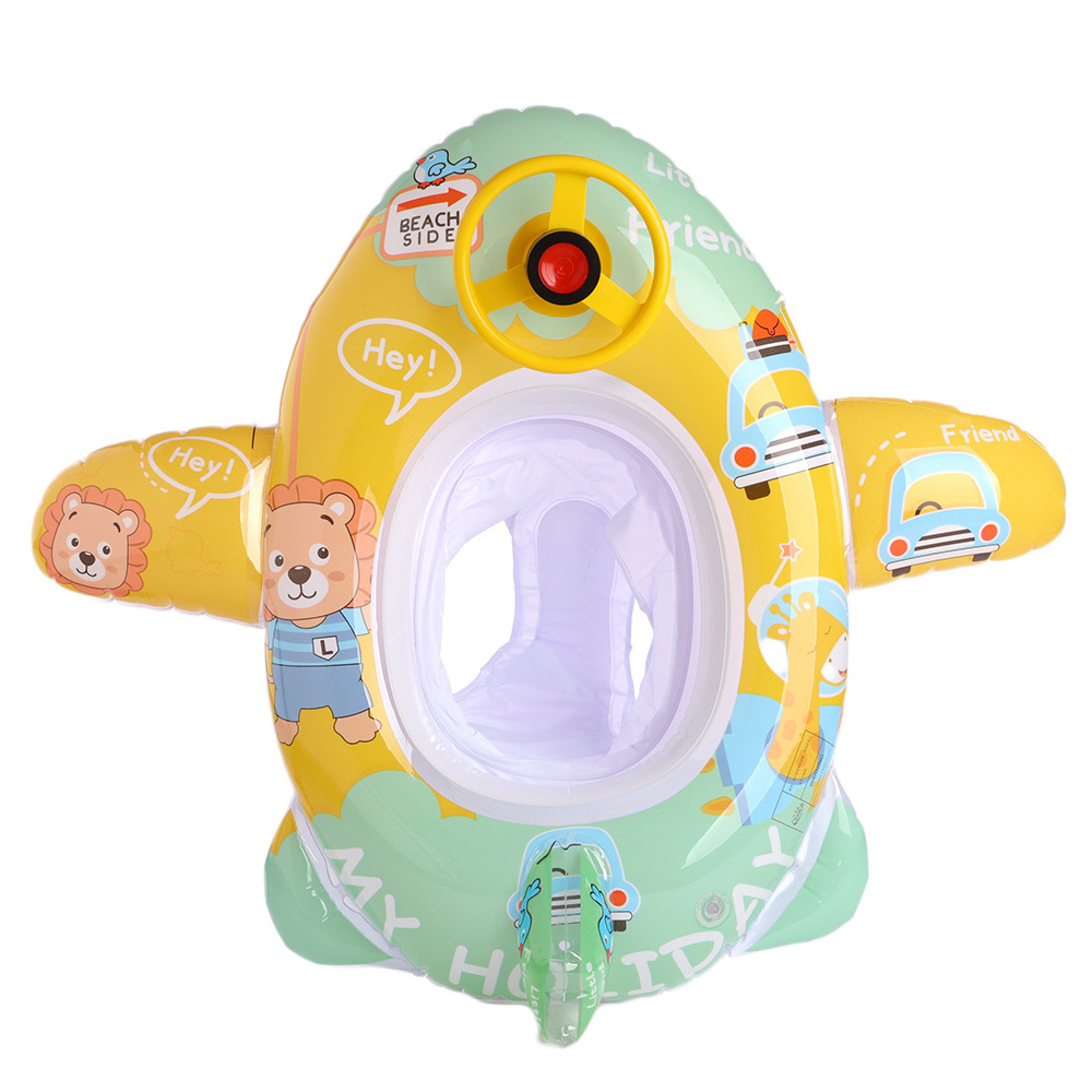 Baby Pool Float With Steering Wheel Horn Inflatable Swim Ring For Toddlers 6