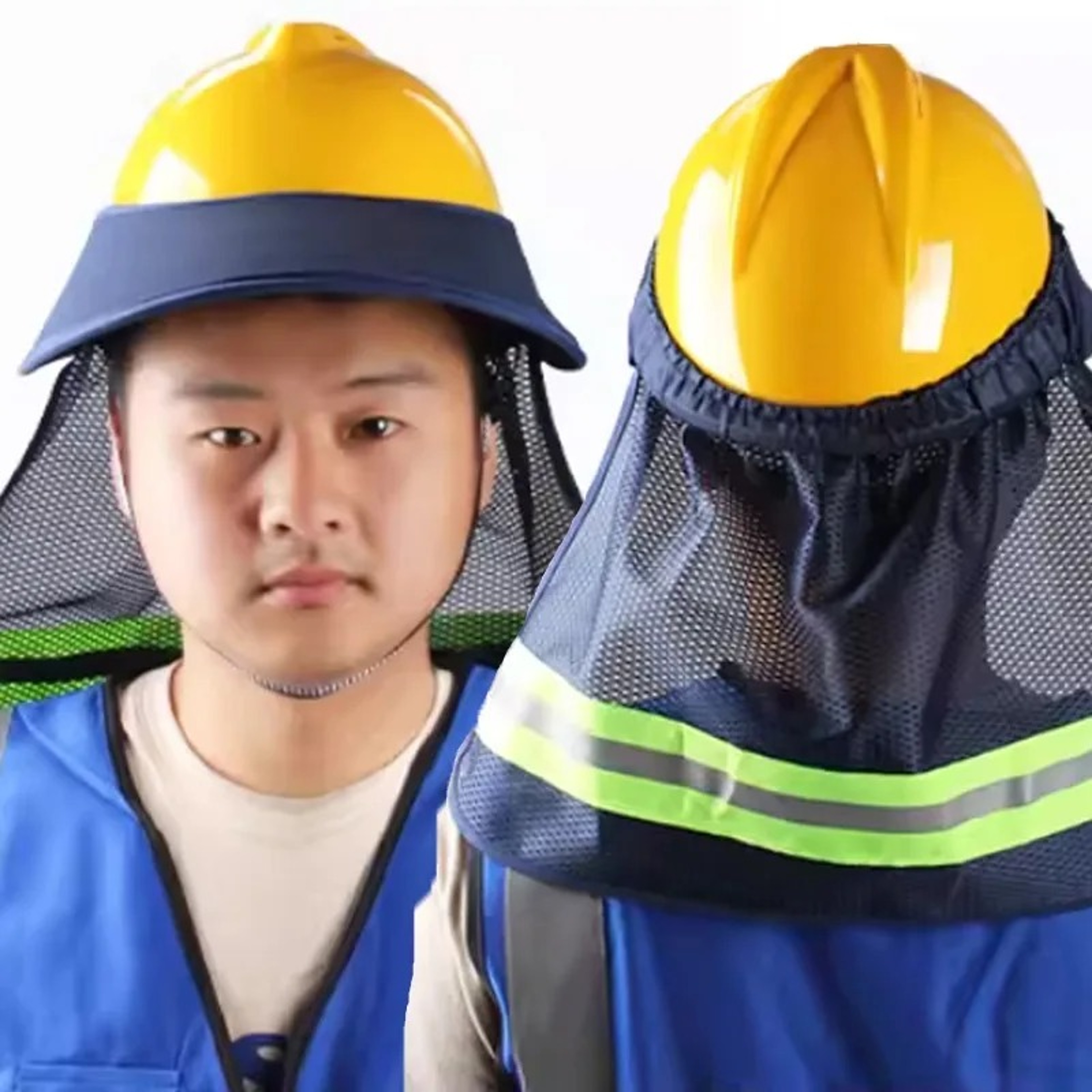 Reflective Mesh Hard Hat Sun Shade Neck Shield For Outdoor Work 2