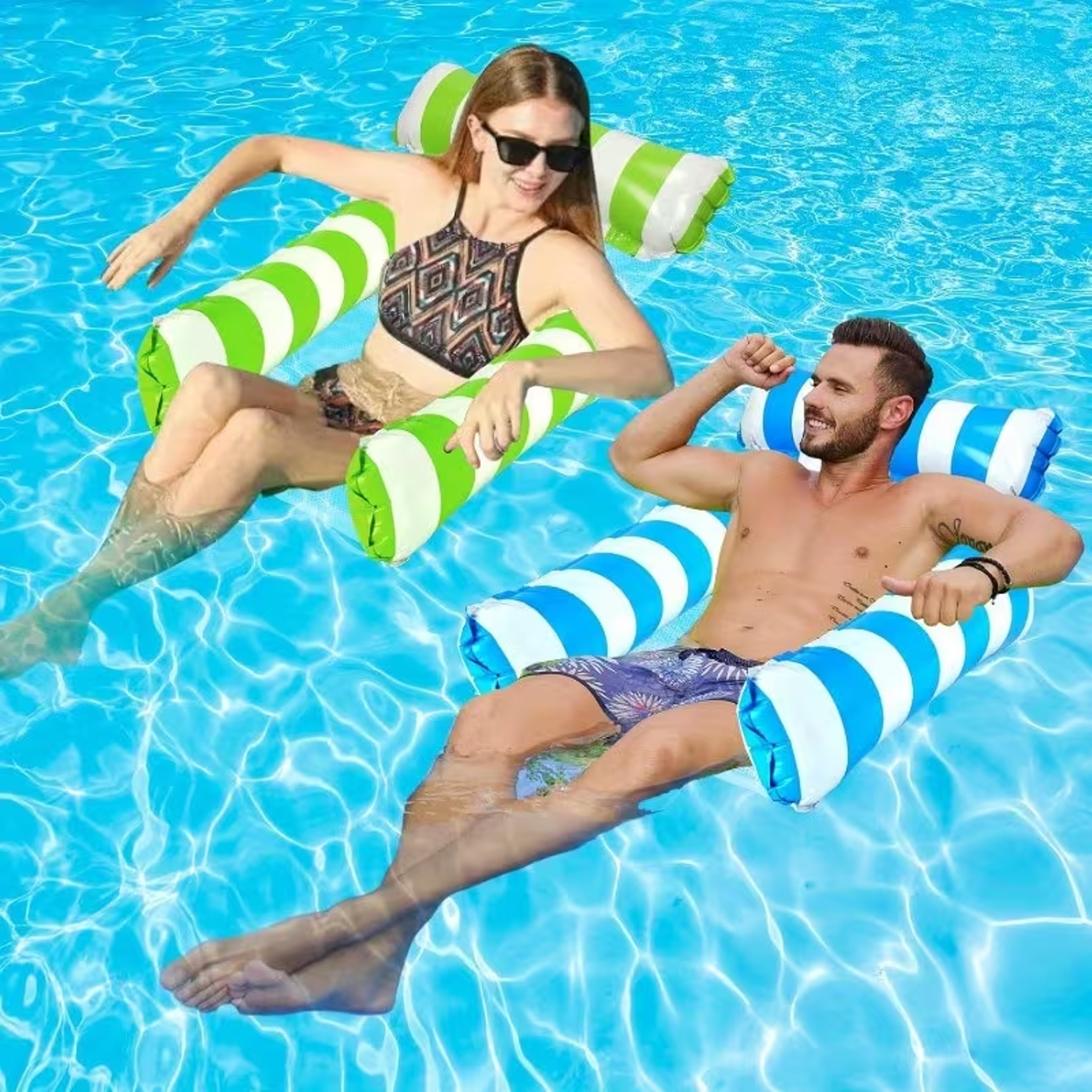 Inflatable Water Hammock Pool Float Chair For Adults Beach Lake Lounger 0