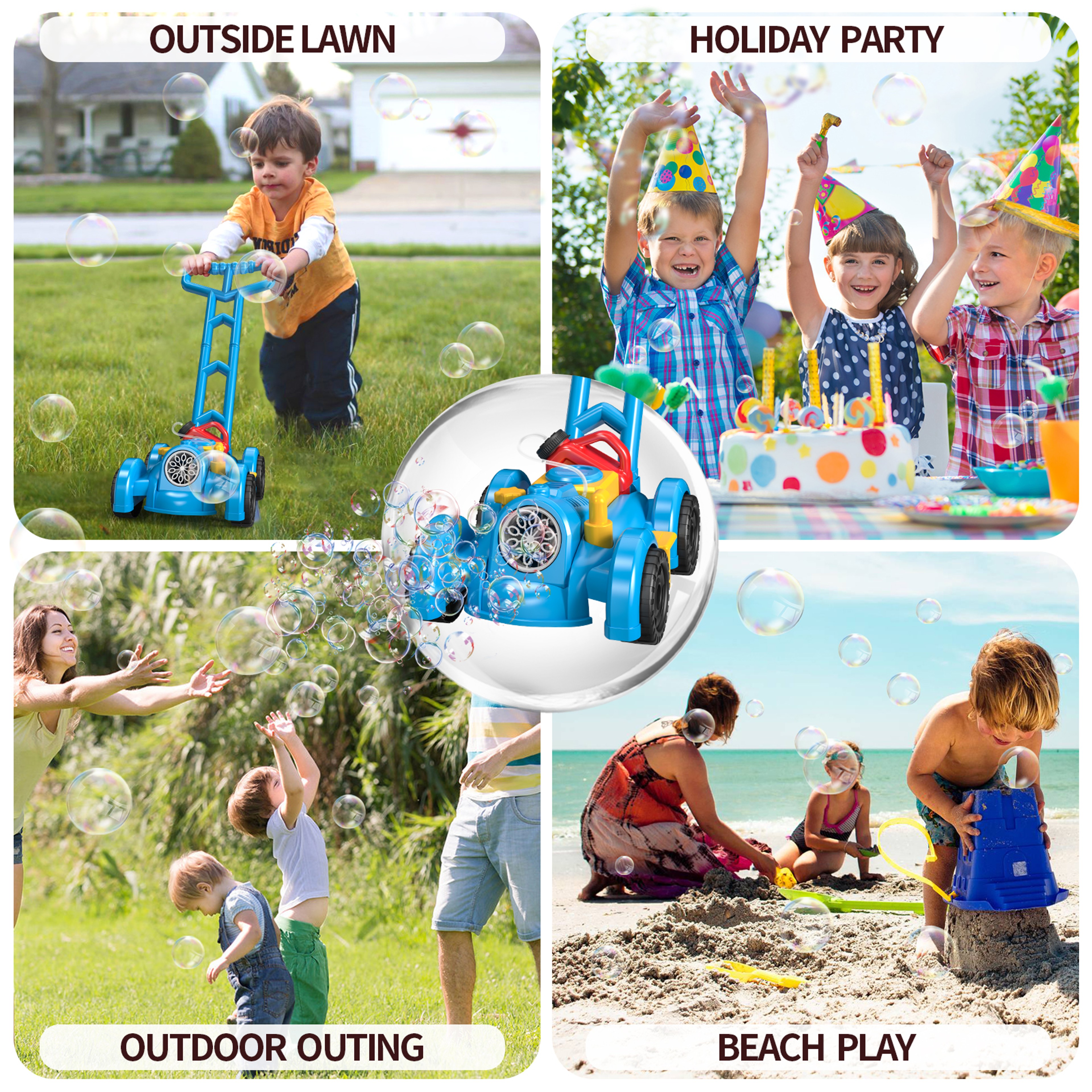 Kids Bubble Lawn Mower Outdoor Push Toy Bubble Blower for Toddlers – view 4