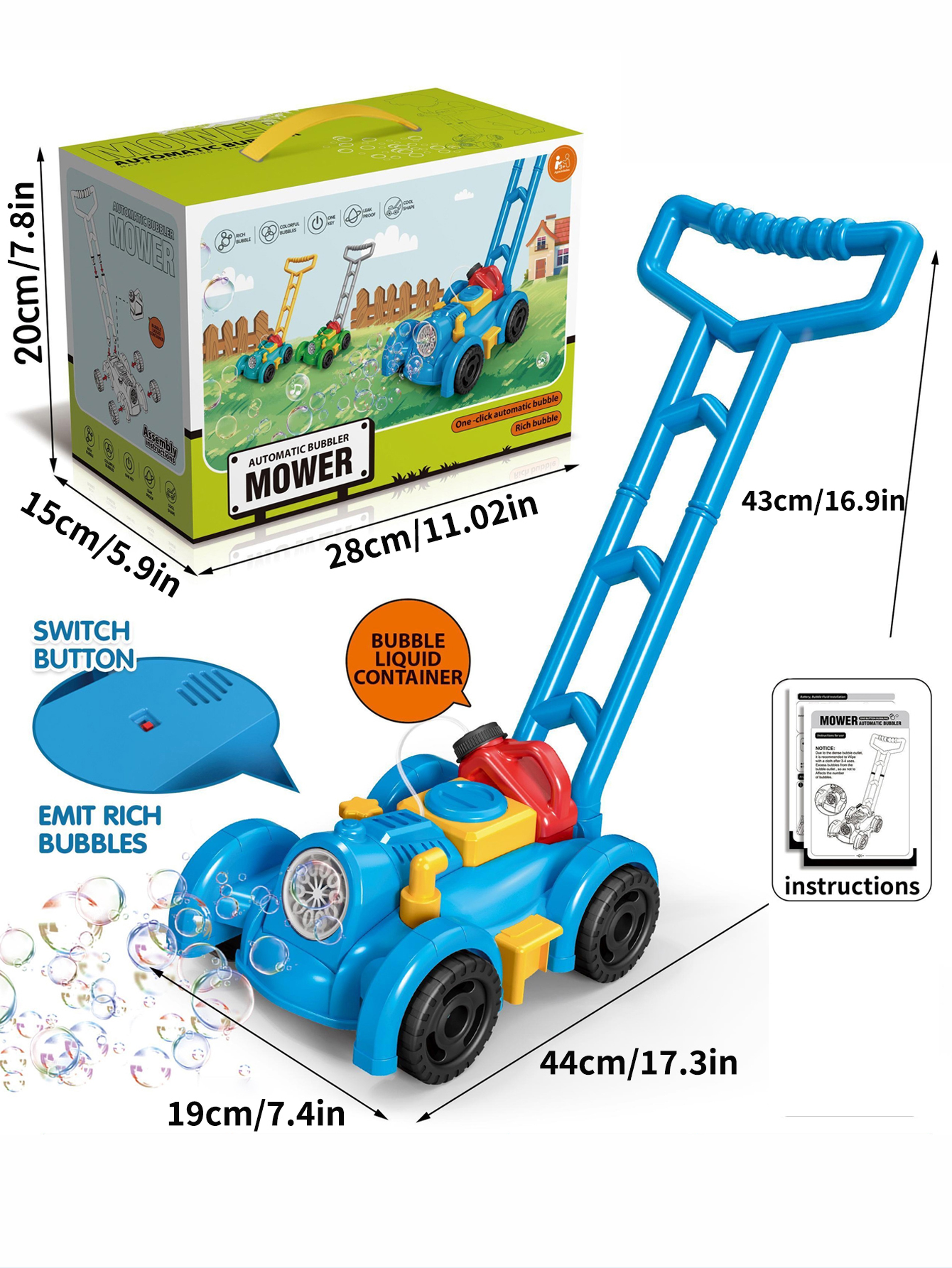 Kids Bubble Lawn Mower Outdoor Push Toy Bubble Blower for Toddlers – view 5