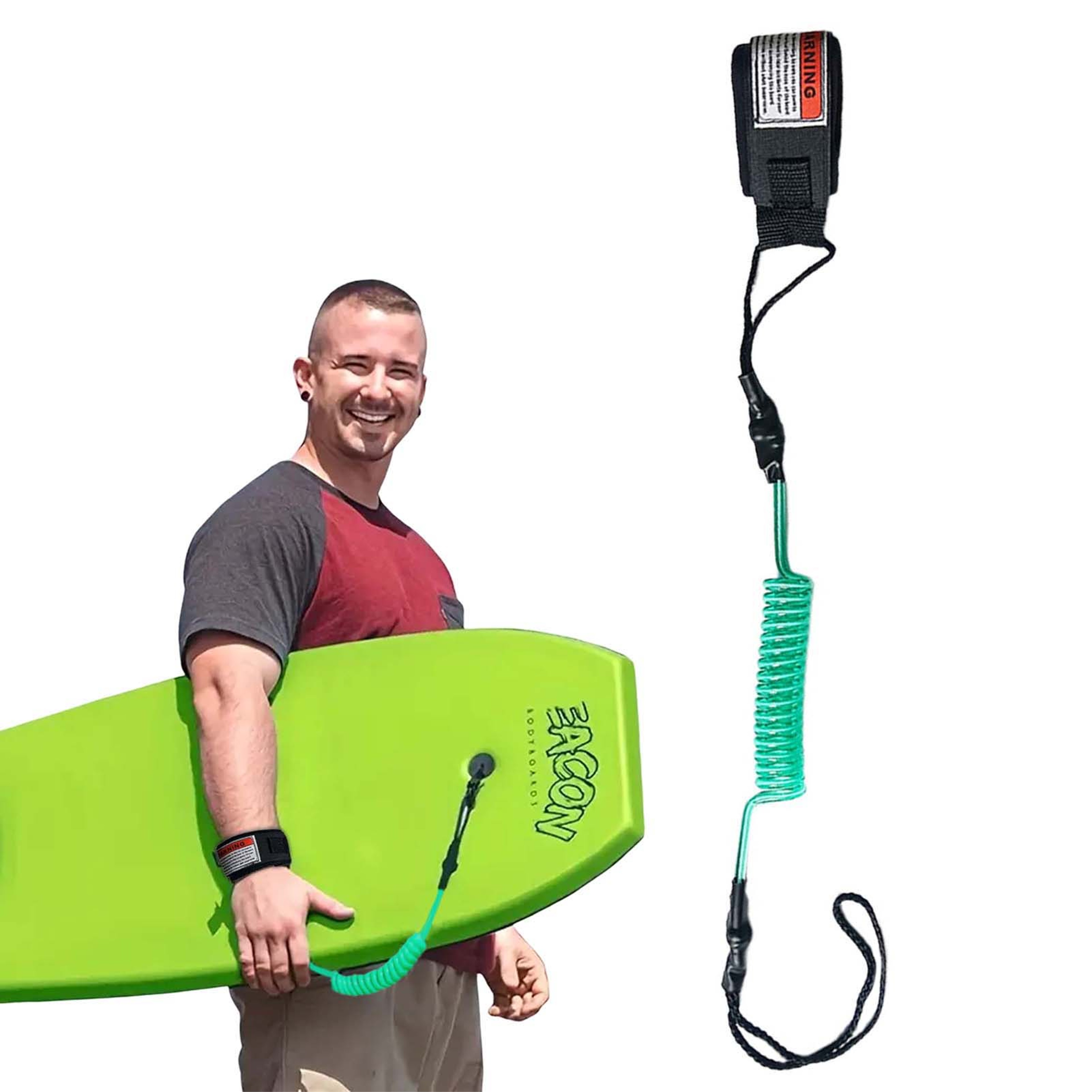 Coiled Surfboard Leash With Hook And Loop Strap For Bodyboarding And Paddle Board Training 3