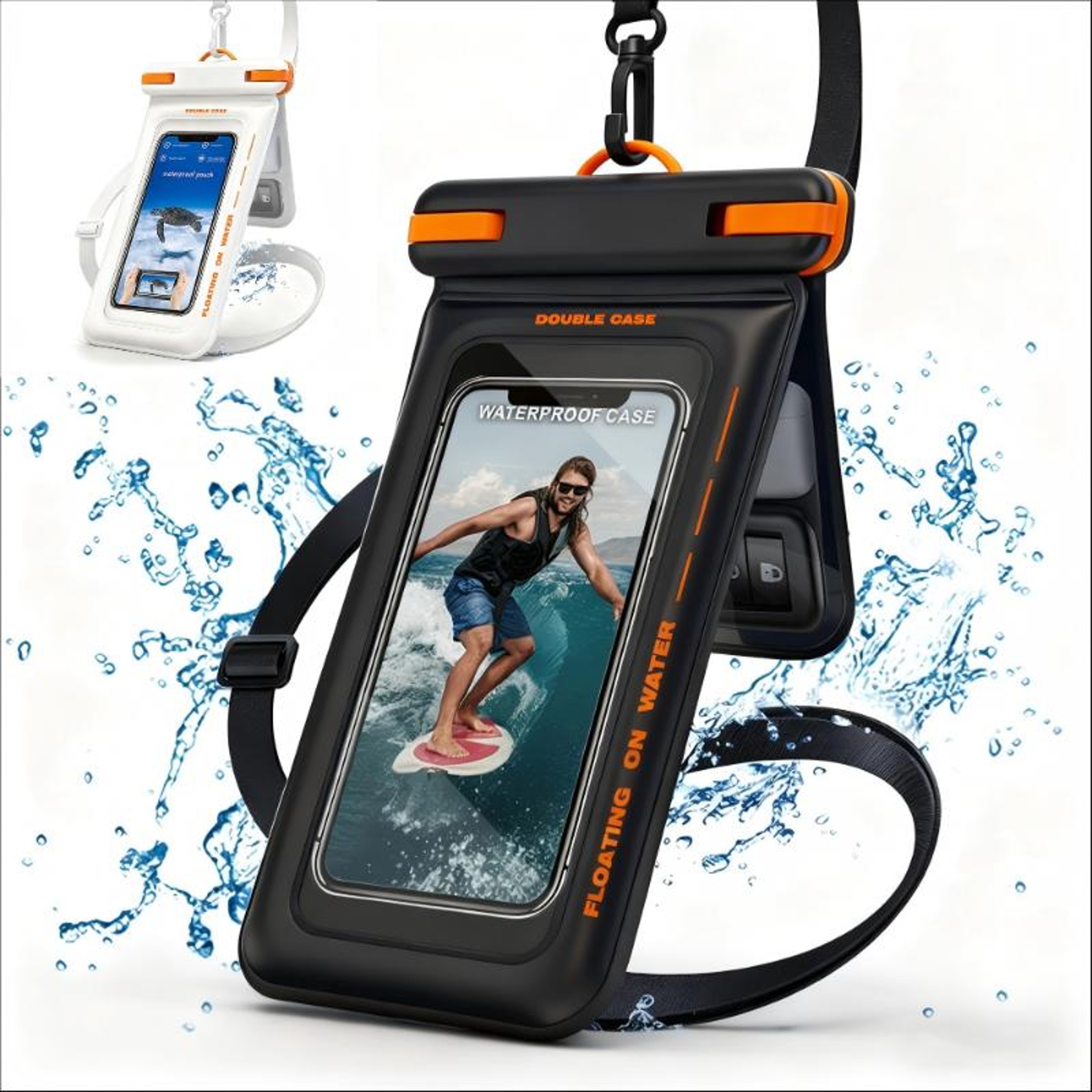 Double Space Waterproof Phone Pouch Floating Case With Lanyard 0