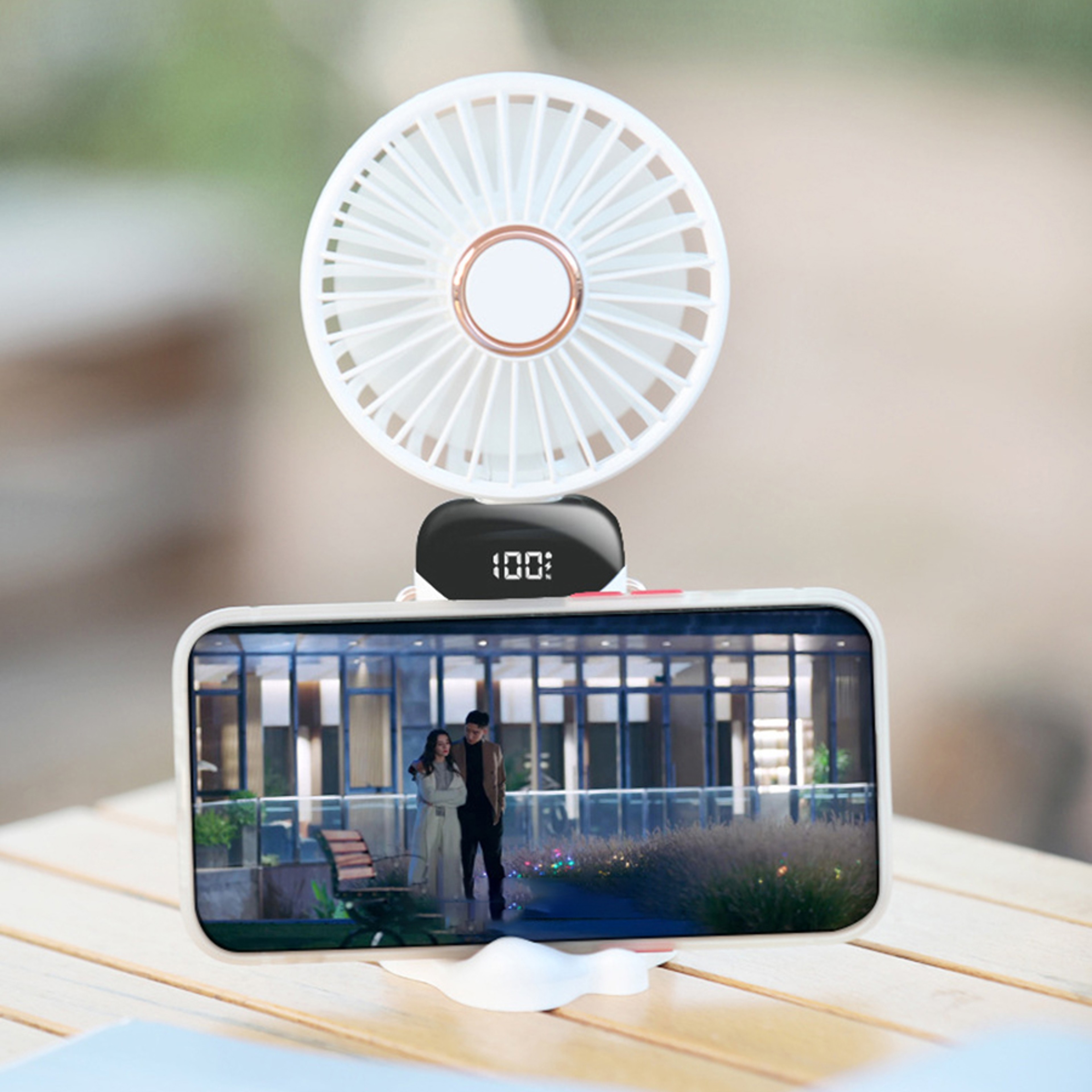 Portable Neck Fan With LED Display 5 Speed Handheld Desk Cooling Fan 3