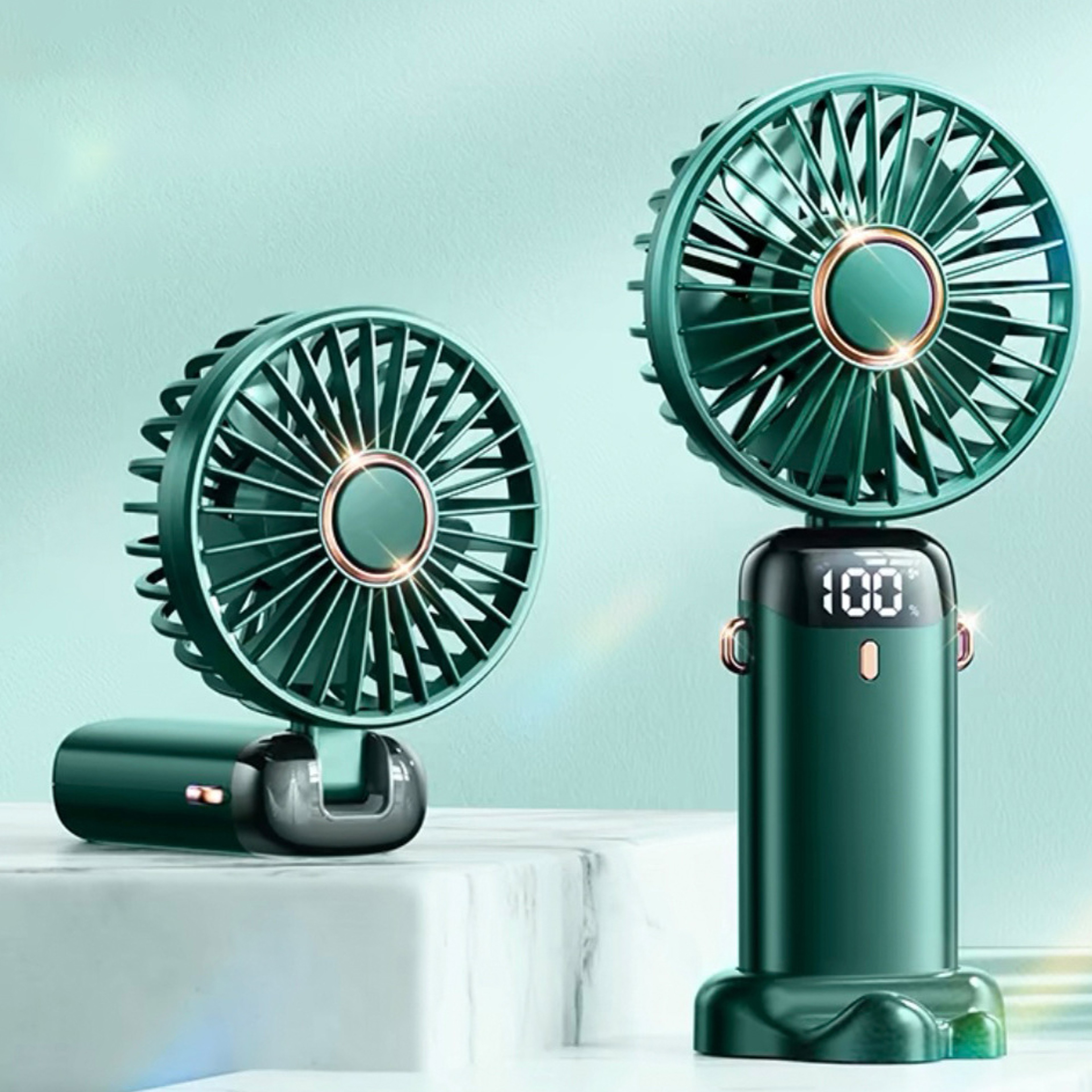 Portable Neck Fan With LED Display 5 Speed Handheld Desk Cooling Fan 8