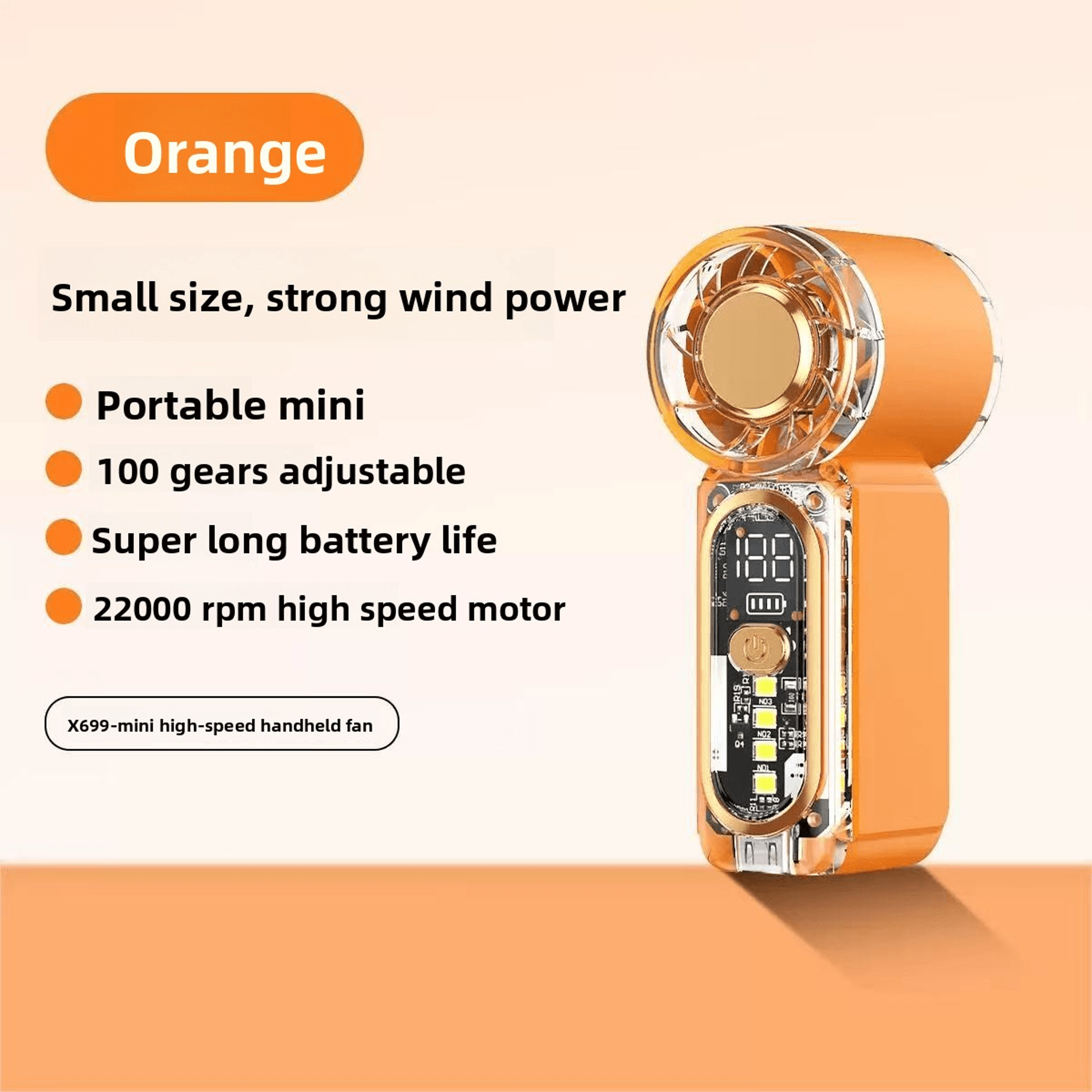 Mini Handheld Fan With Night Light USB Rechargeable Pocket Cooling Fan 5