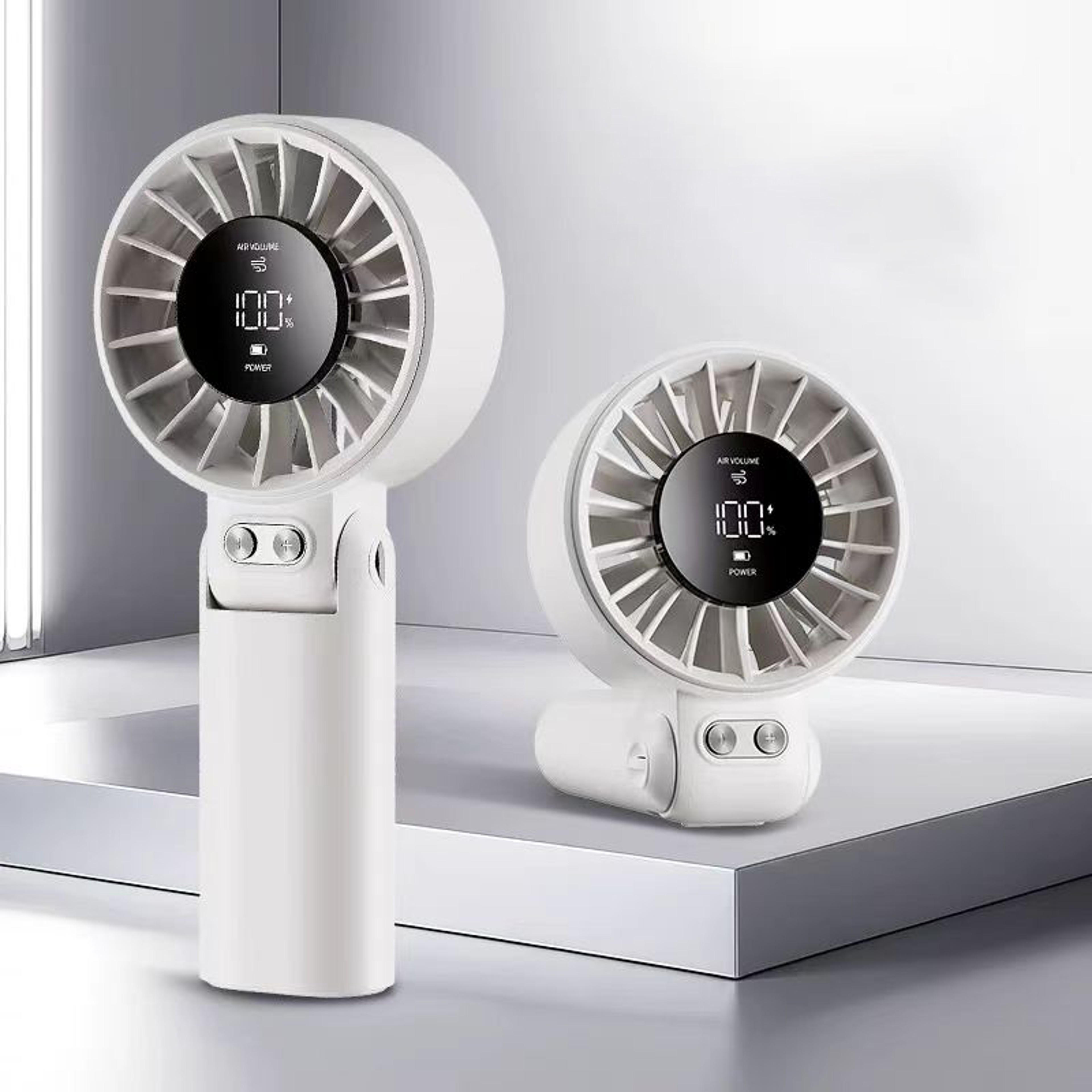 Portable Handheld Fan with LED Display 5 Speed Foldable Desk and Neck Fan – view 7