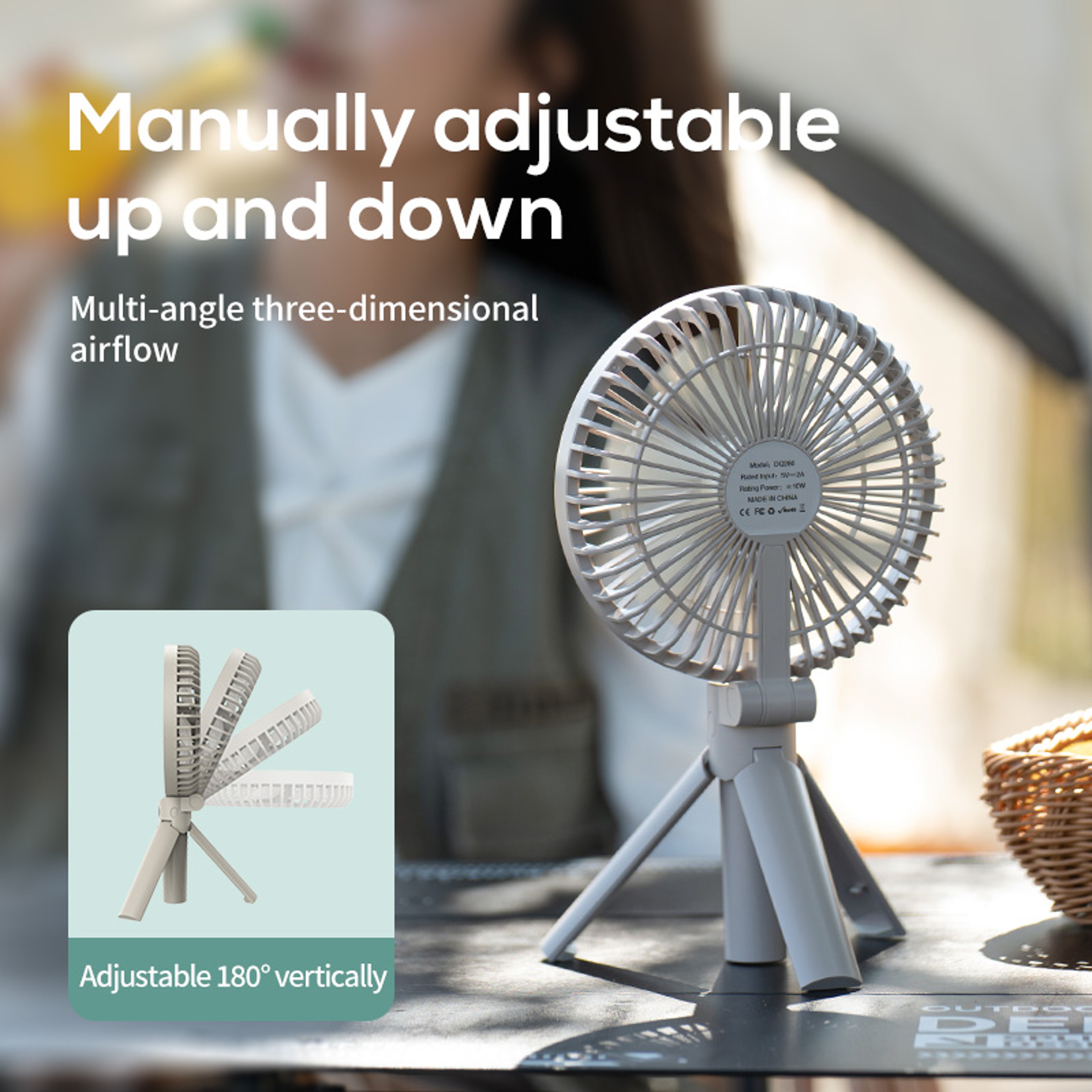 Portable Rechargeable Fan with LED Display Speed Handheld Camping Fan – view 5