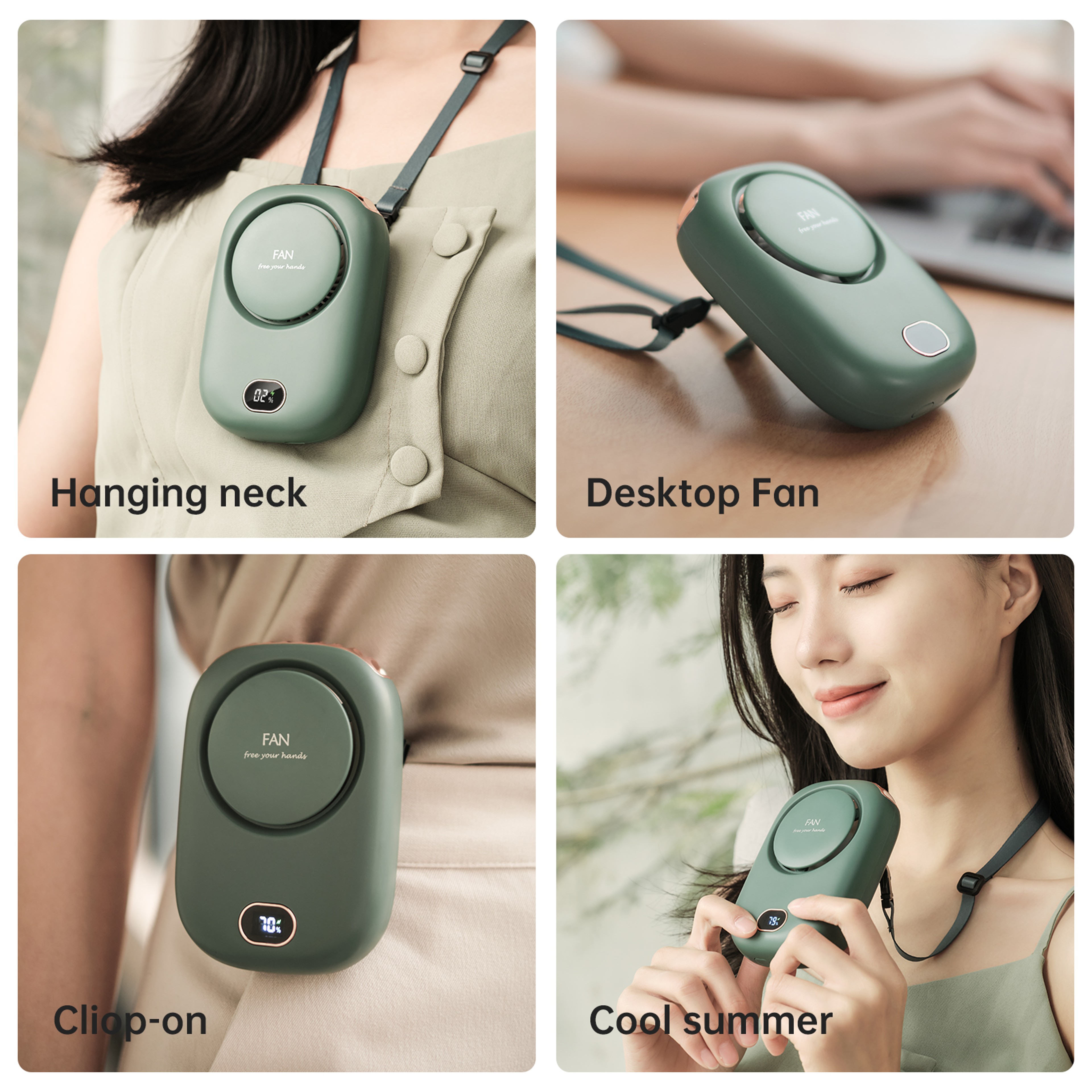 Portable Bladeless Neck Fan USB Rechargeable Hands Free Cooling Fan for Kids Travel – view 4