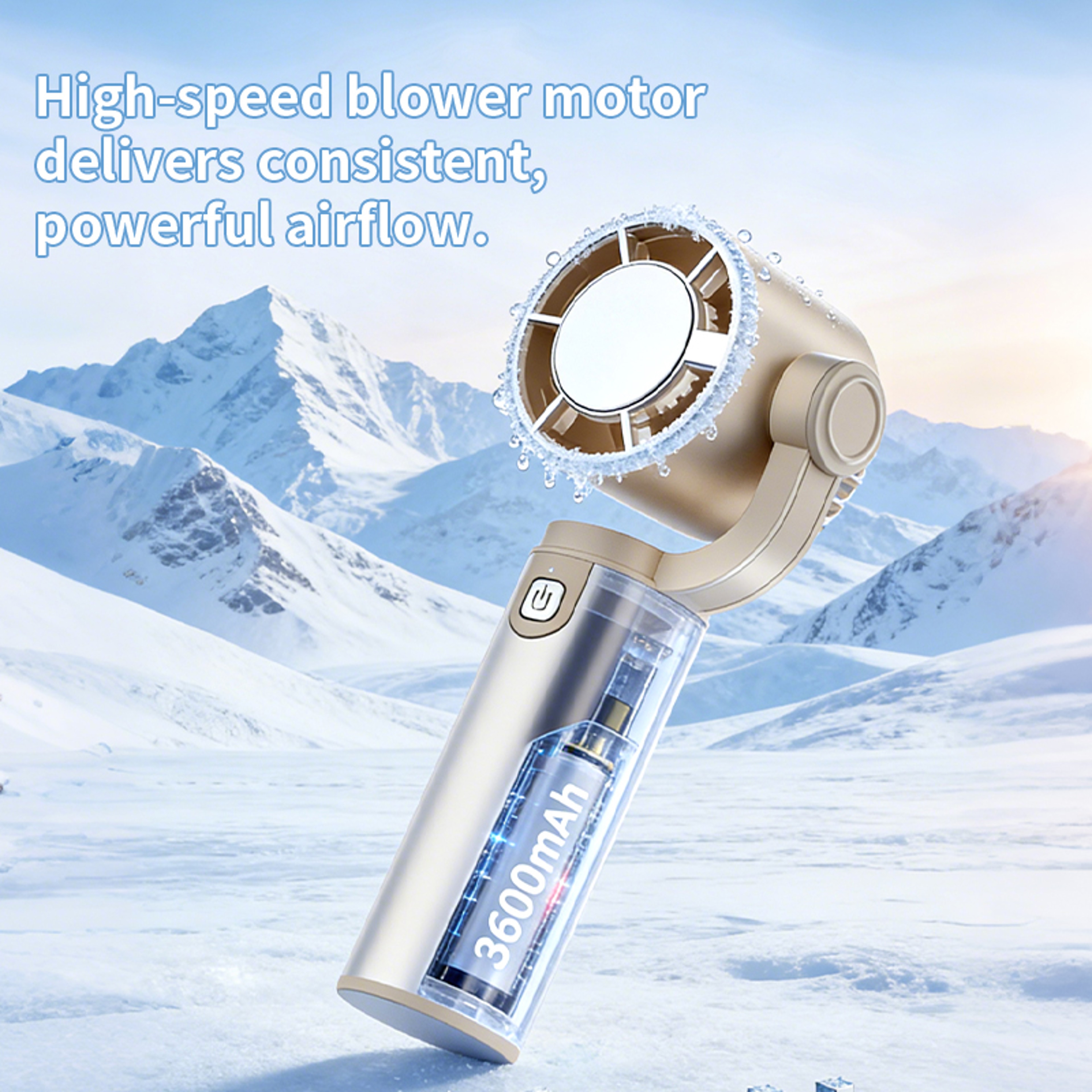 Portable Handheld Fan with Cold Compress USB Rechargeable Speed Travel Cooling Fan – view 4