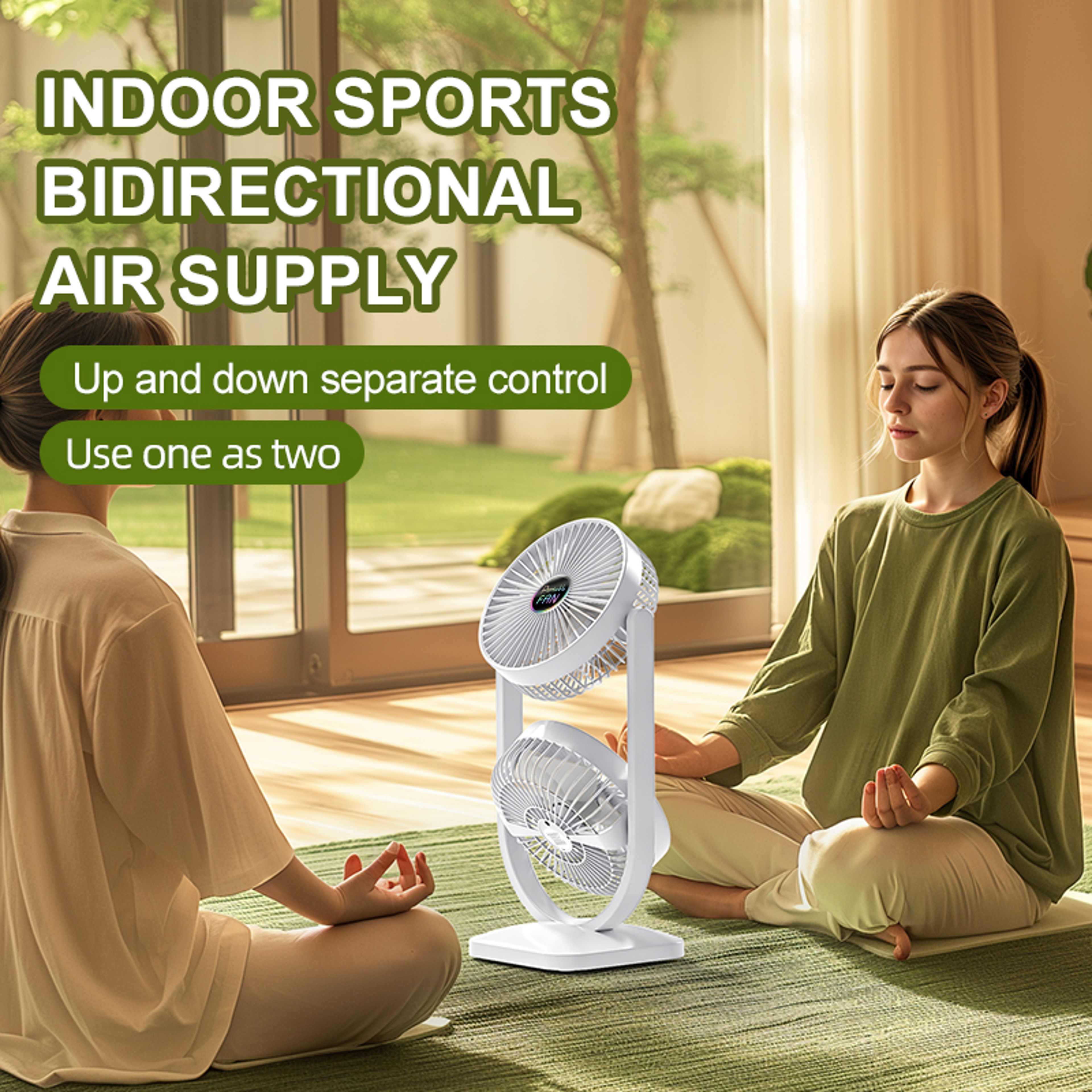 USB Rechargeable Double Head Portable Fan with Two Way Airflow Control – view 6