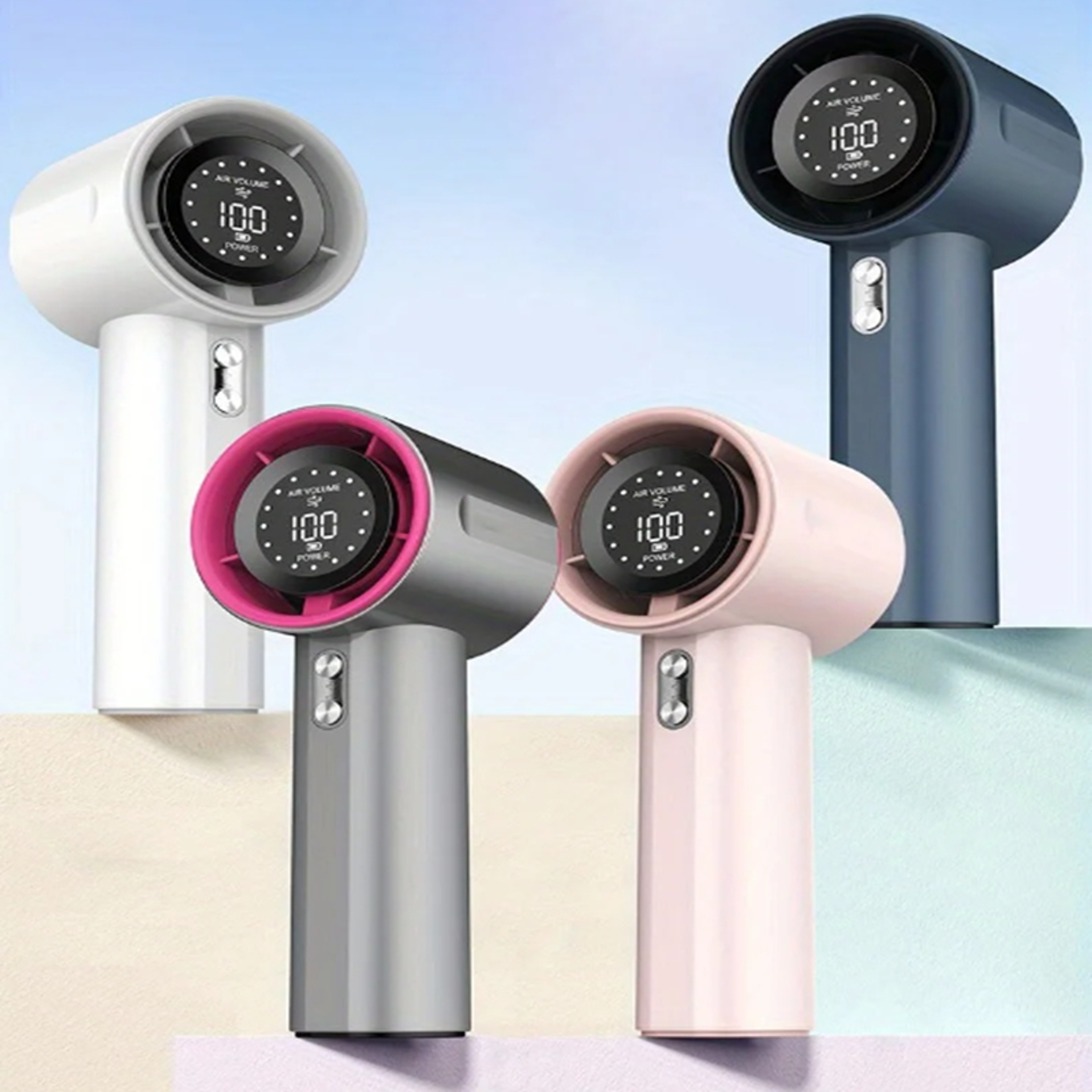 Rechargeable Mini Turbo Fan With Speeds Digital Display Portable Handheld Cooling Fan 1
