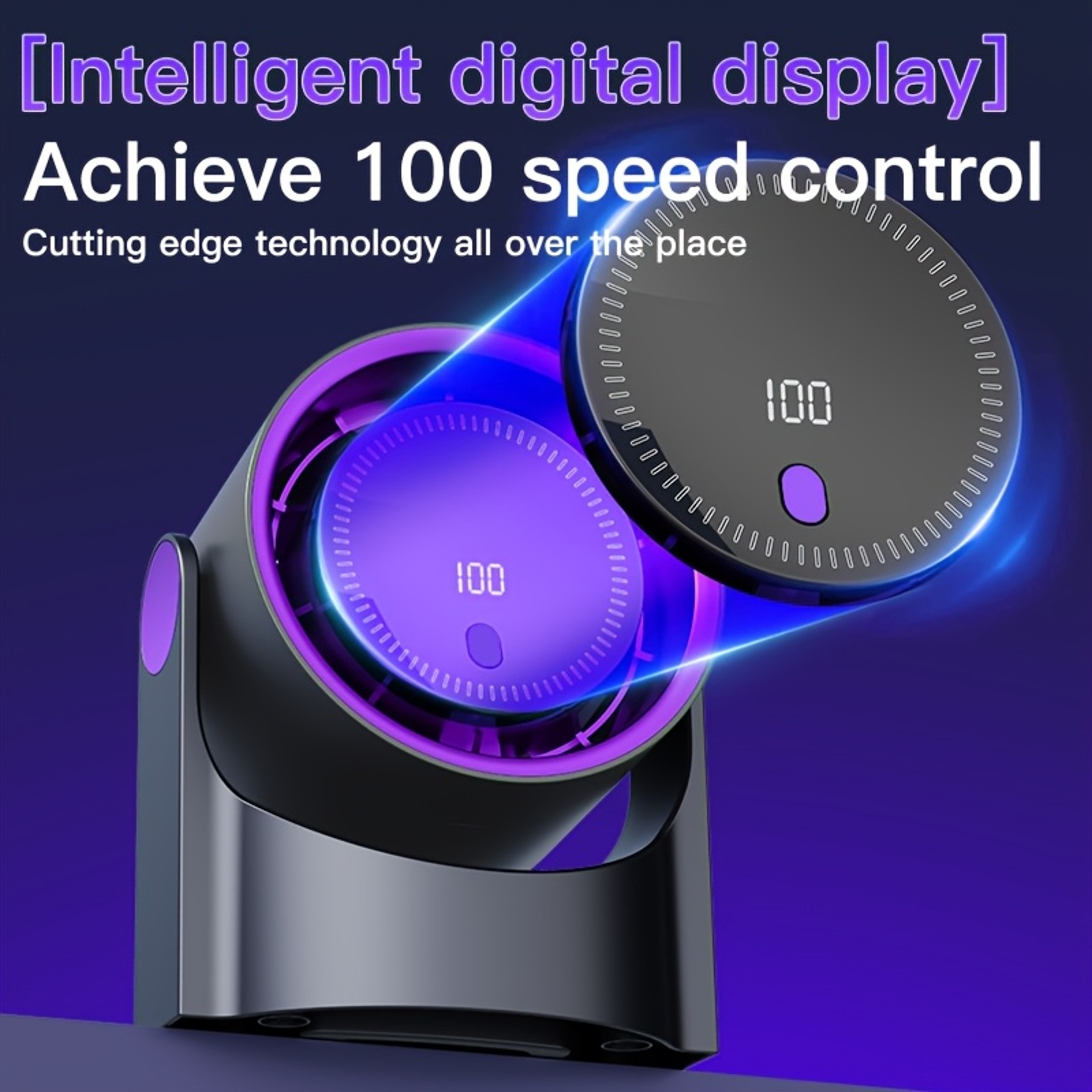 Speed Rechargeable Desktop Fan with LED Display and Wall Mount – view 3