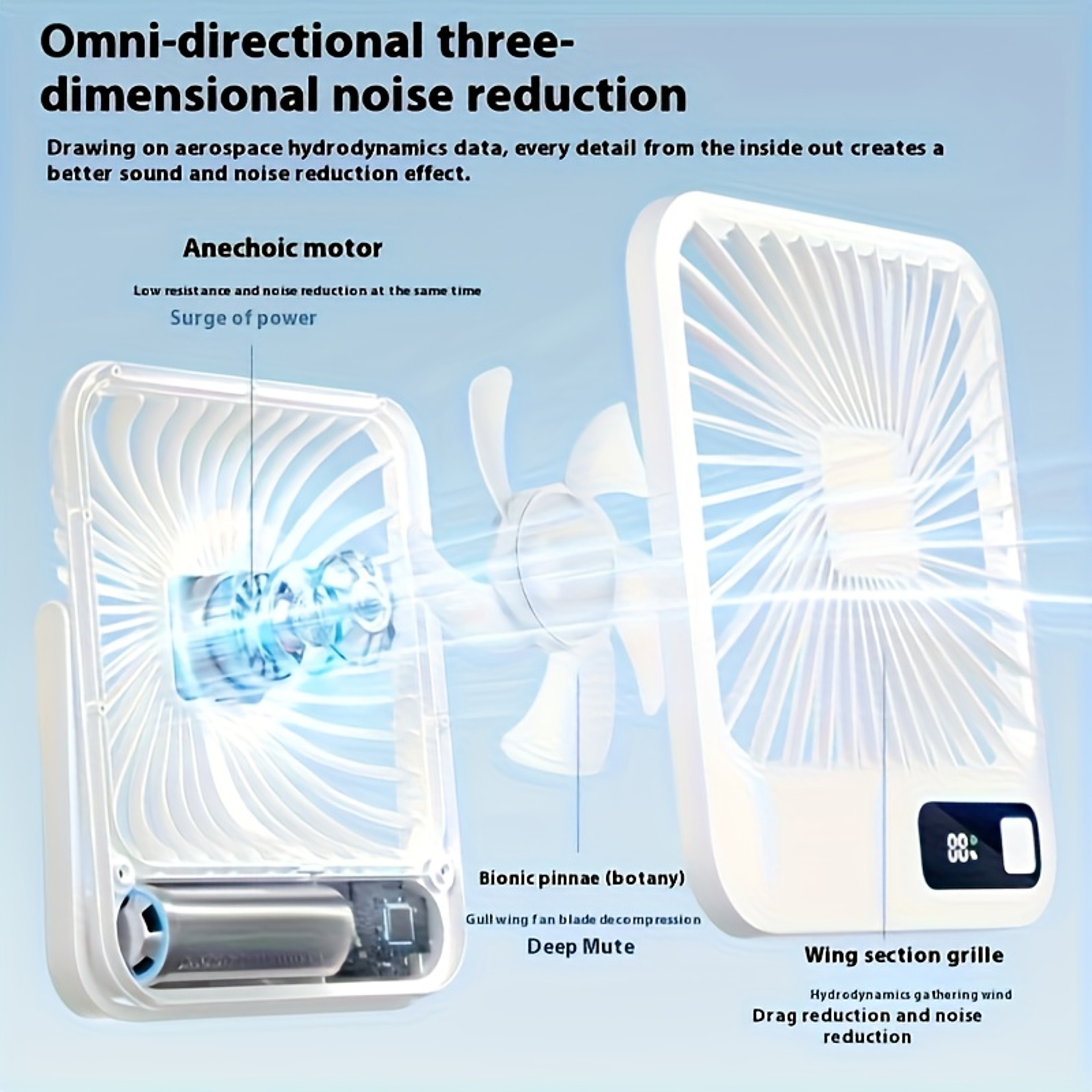 Portable Rechargeable Foldable Desk Fan with USB C Charging and LED Power Display – view 4