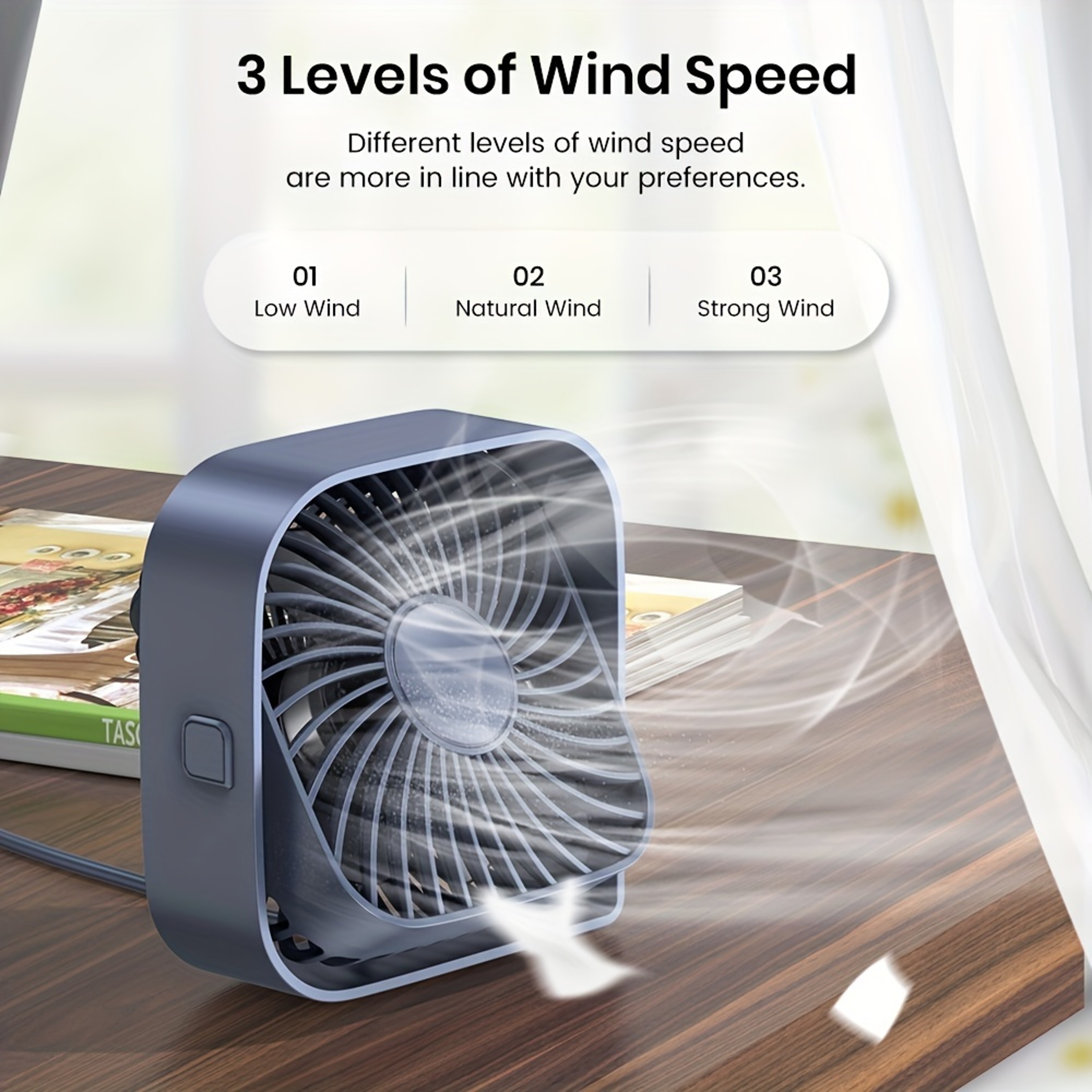 USB Desk Fan Mini Quiet Speed Portable Cooling Fan For Office Dorm And Study 3