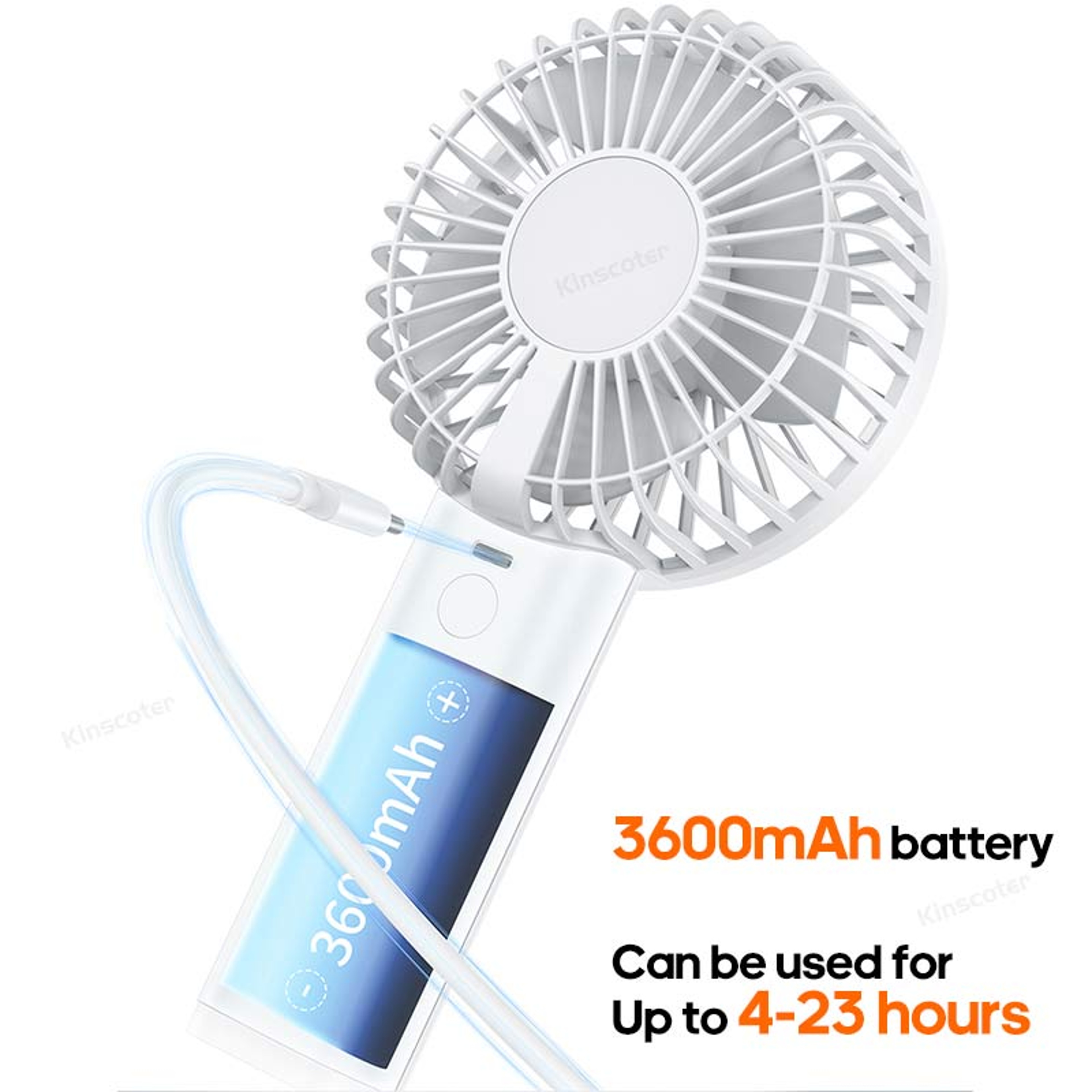 Rechargeable Handheld Fan With LED Display Stepless Speed Control And Night Light 3
