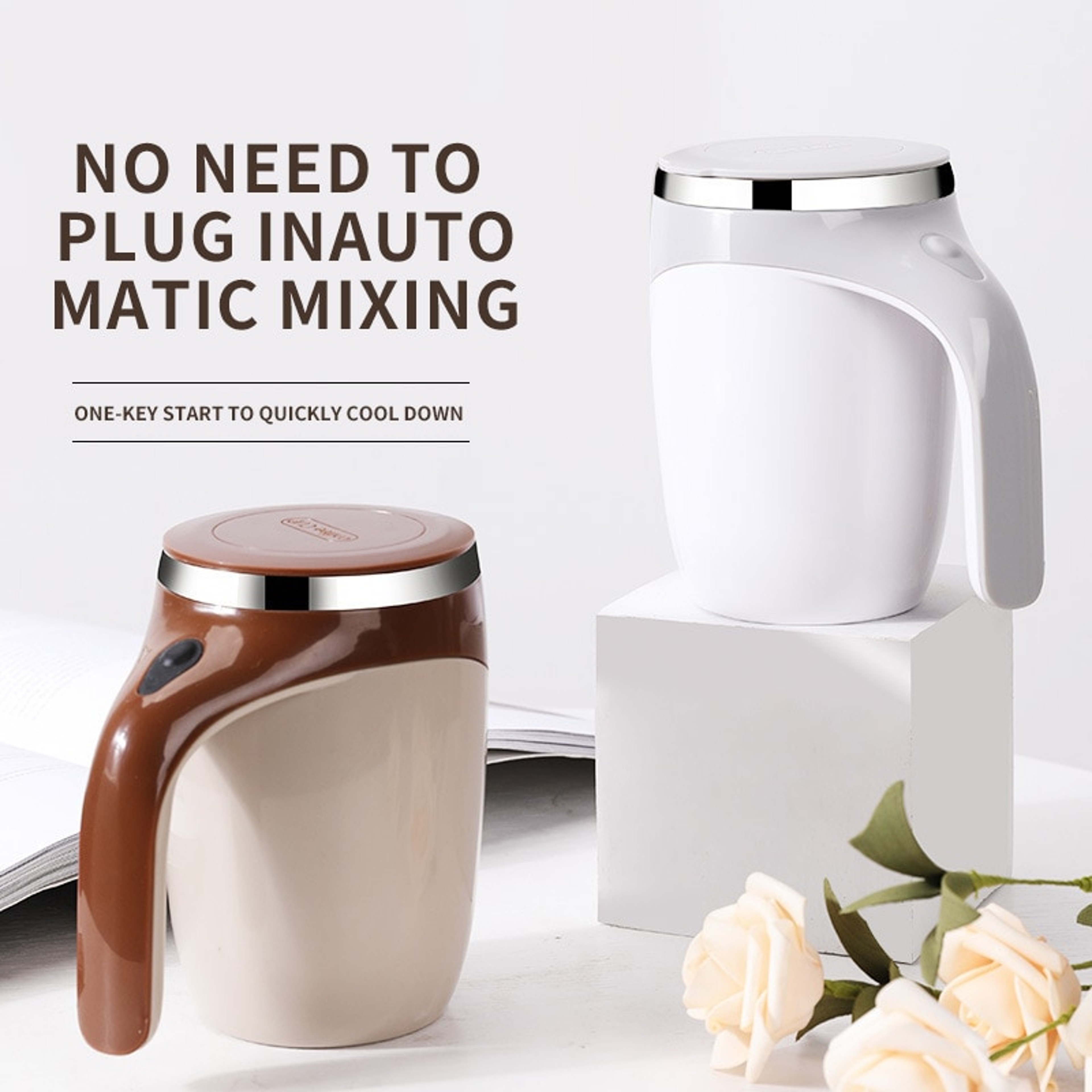 dLYGAutomaticStirringCupMugRechargeablePortableCoffeeElectricStirringStainlessSteelRotati