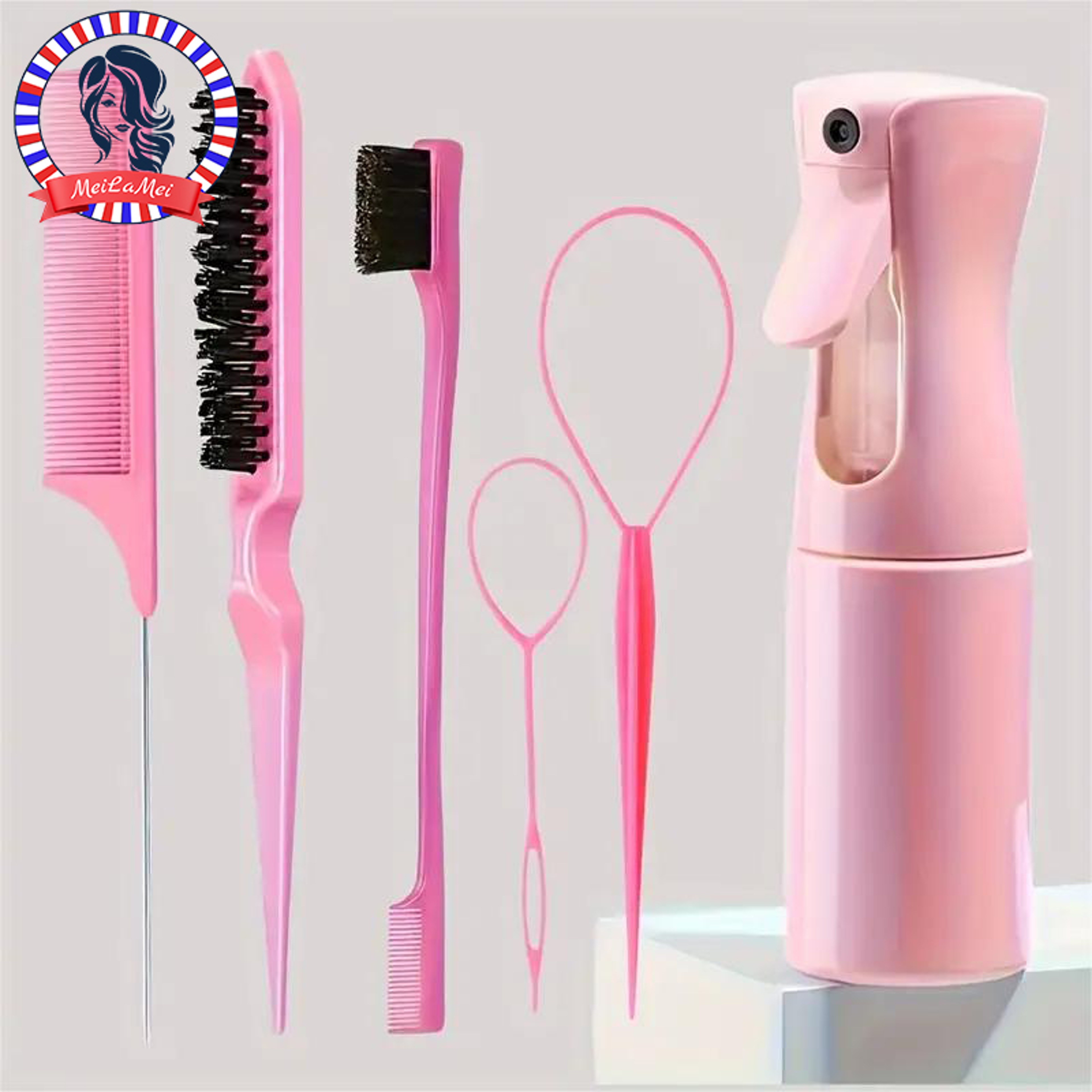 Professional Hair Brush Set Salon Hair Brush Kit for Women with Spray Bottle & Edge Control Comb – view 1