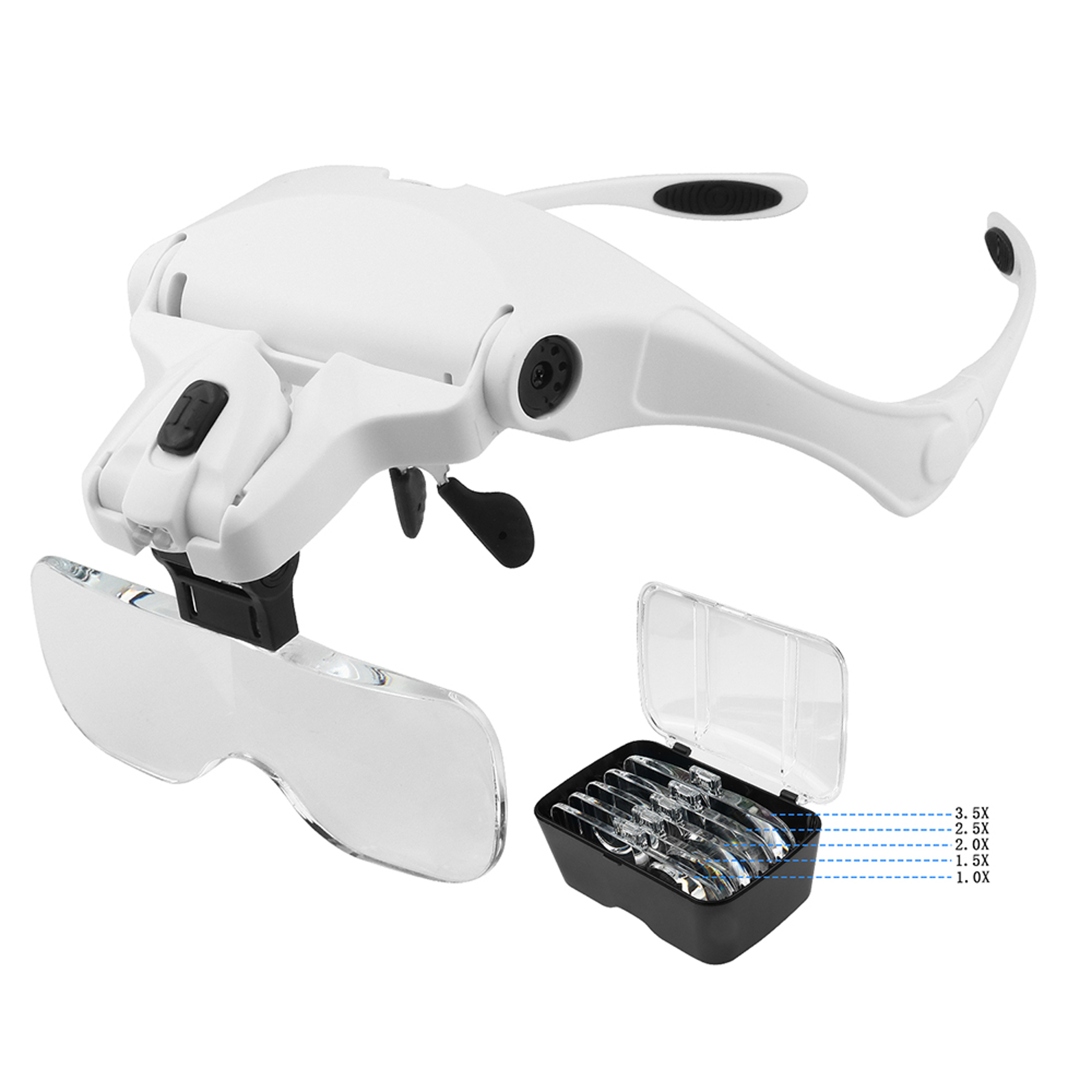 Illuminated Magnifying Glasses – Adjustable Head Loupe Magnifier with 1.0X-3.5X Magnification & 2 LED Lights – view 9