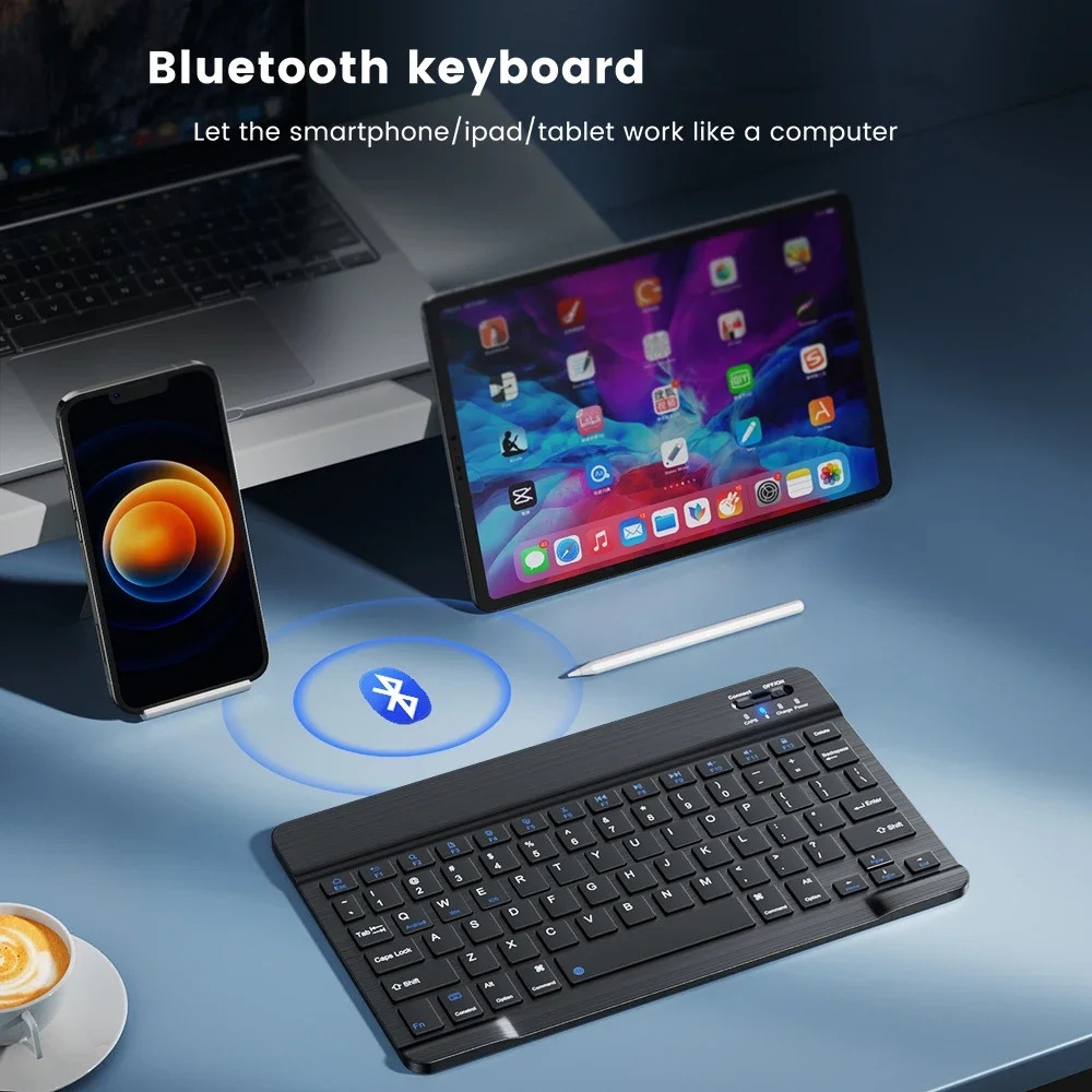 Wireless Keyboard For Laptop Tablet IPad Bluetooth Rechargeable Keyboard Compatible With IOS Androi 2