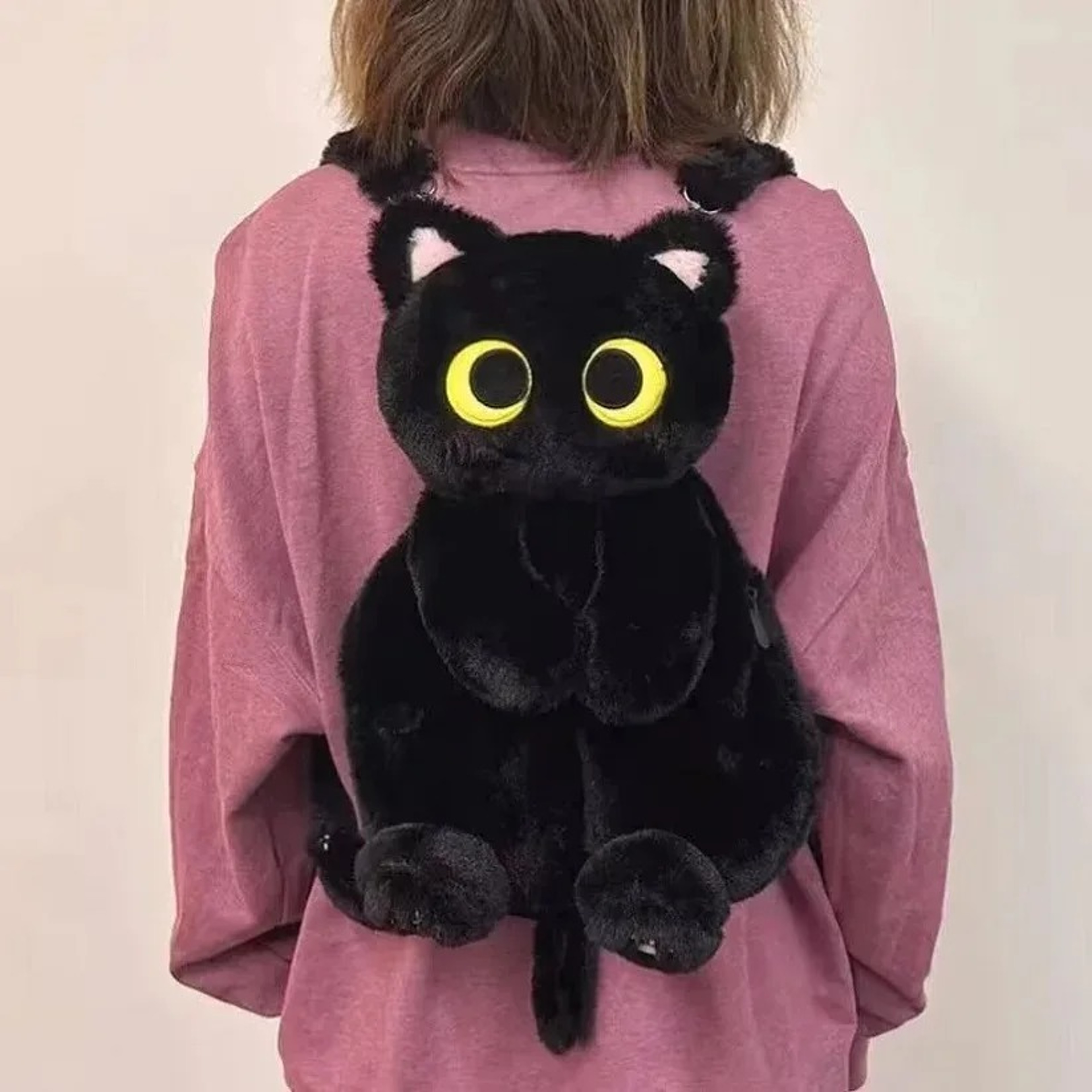 Kawaii Big Eyes Cat Plush Toy Backpack, Cute Large-Capacity Stuffed Animals Bag for Boys, Girls & Women – view 9