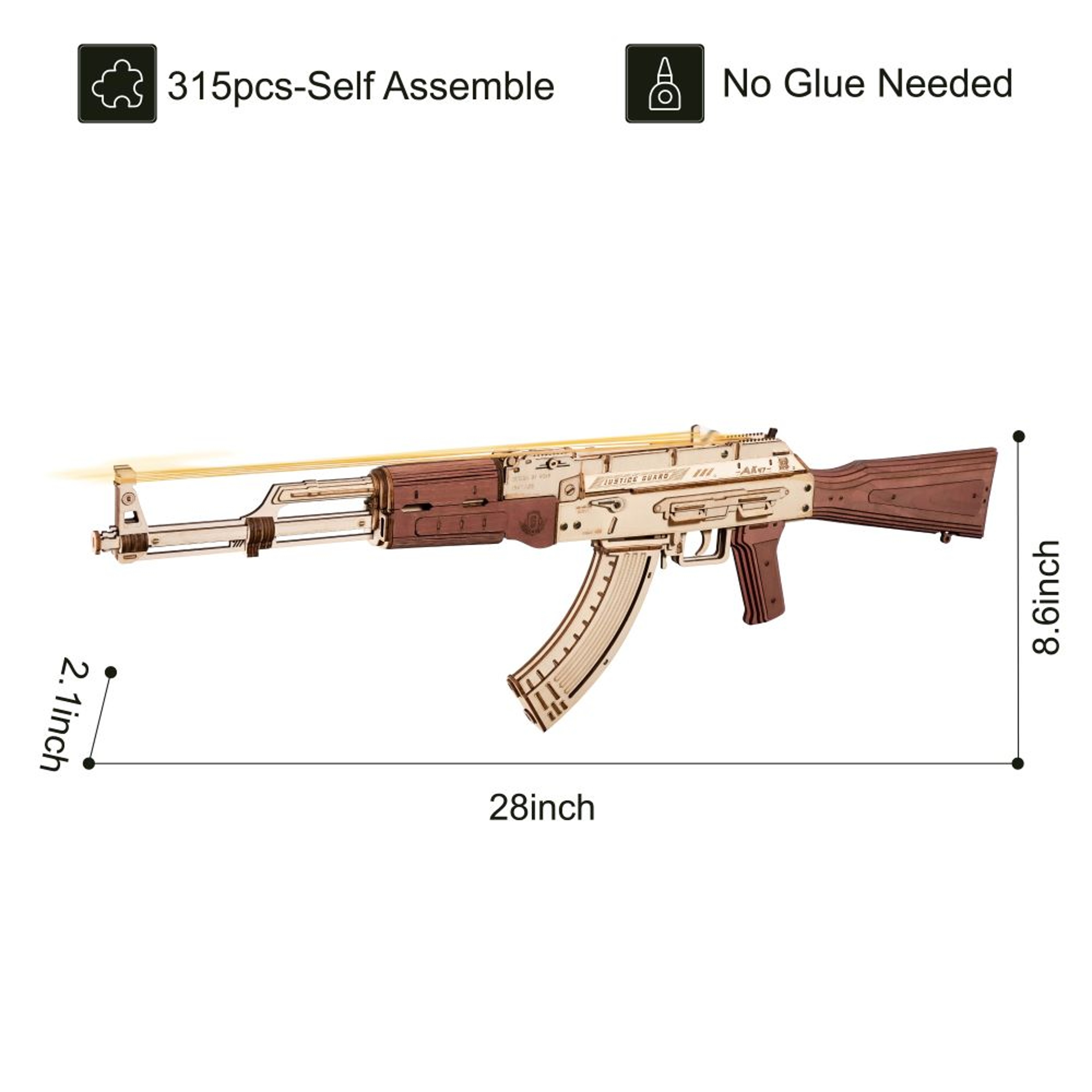 AK-47 3D Wooden Puzzle Gun Kit for Adults & Teens DIY Mechanical Model – view 6