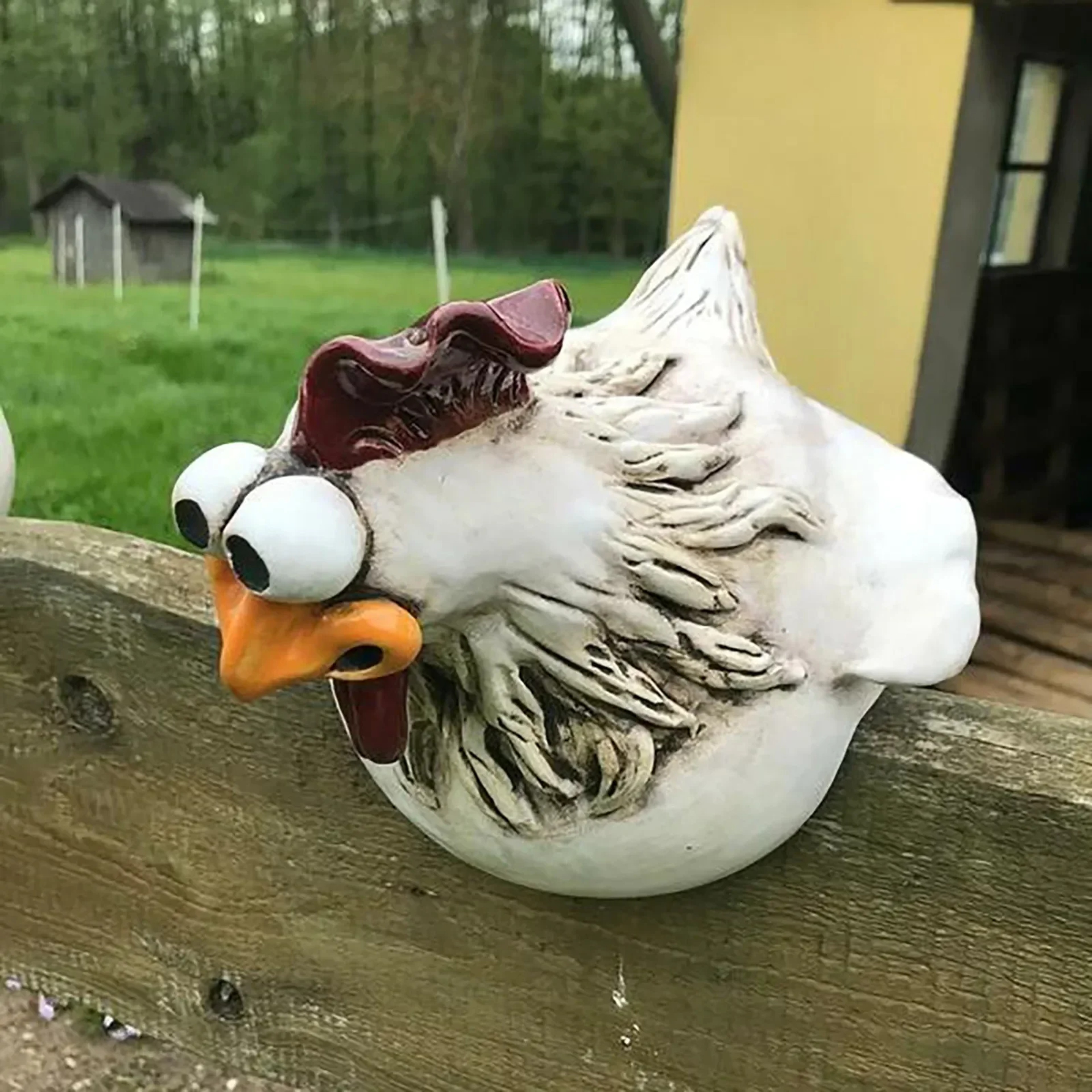 Funny Chicken Fence Decor Statues, Resin Garden Farm Yard Chicken Hen Sculpture Art for Courtyard & Home Decoration – view 4