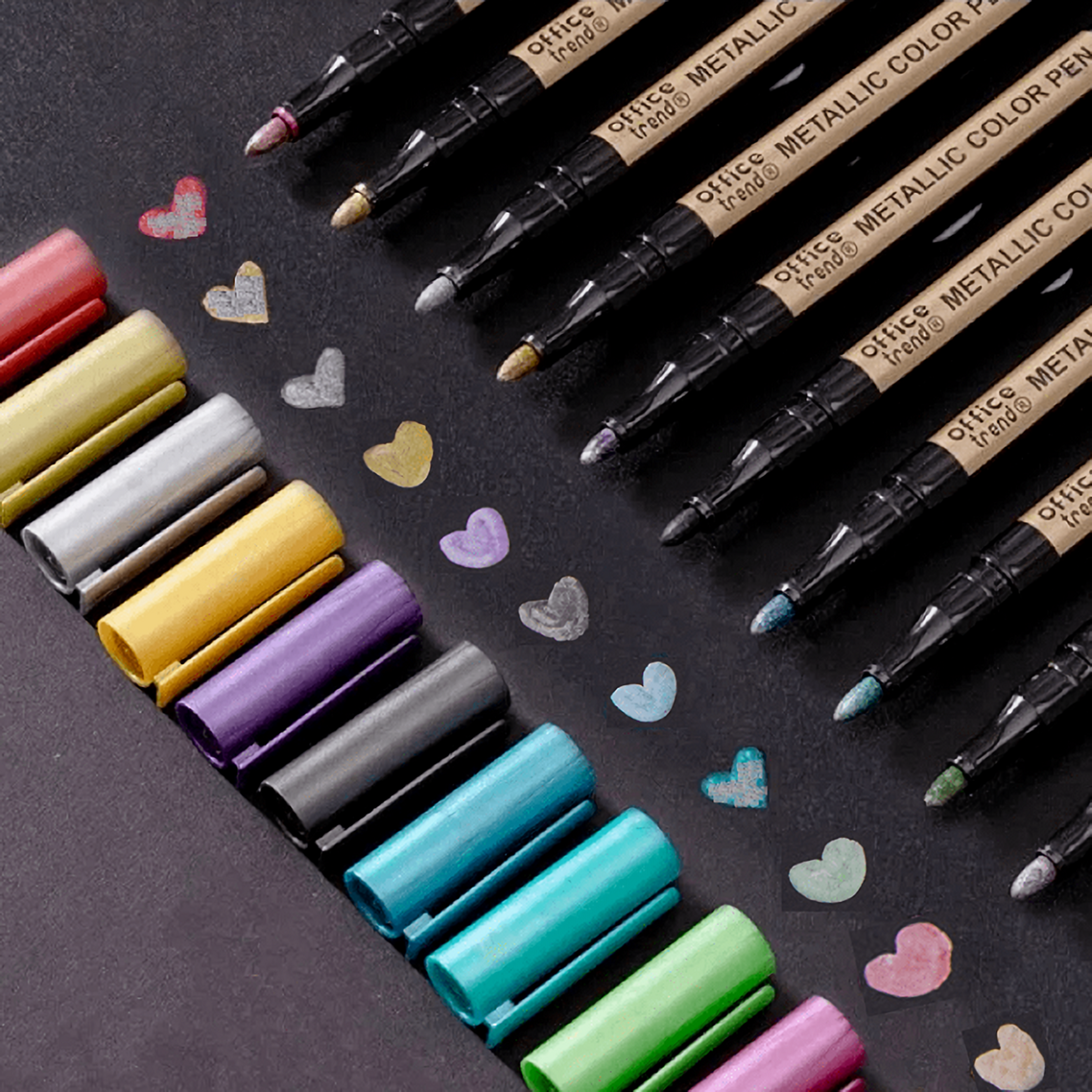 10pcs Metallic Marker Pens, Waterproof Permanent Markers for Rock Painting, Glass, Metal, Plastic, Ceramic, Canvas, DIY – view 1