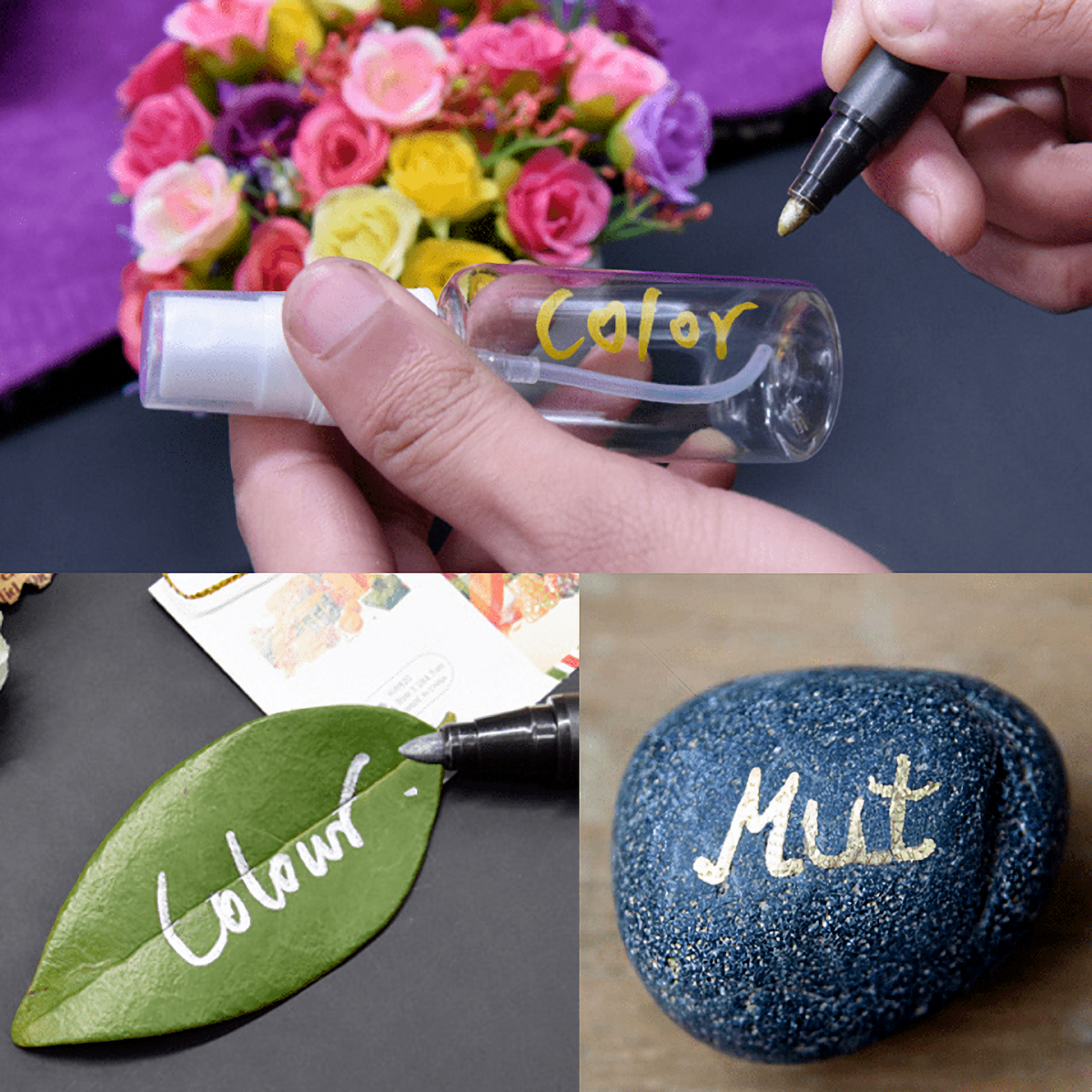 10pcs Metallic Marker Pens, Waterproof Permanent Markers for Rock Painting, Glass, Metal, Plastic, Ceramic, Canvas, DIY – view 5