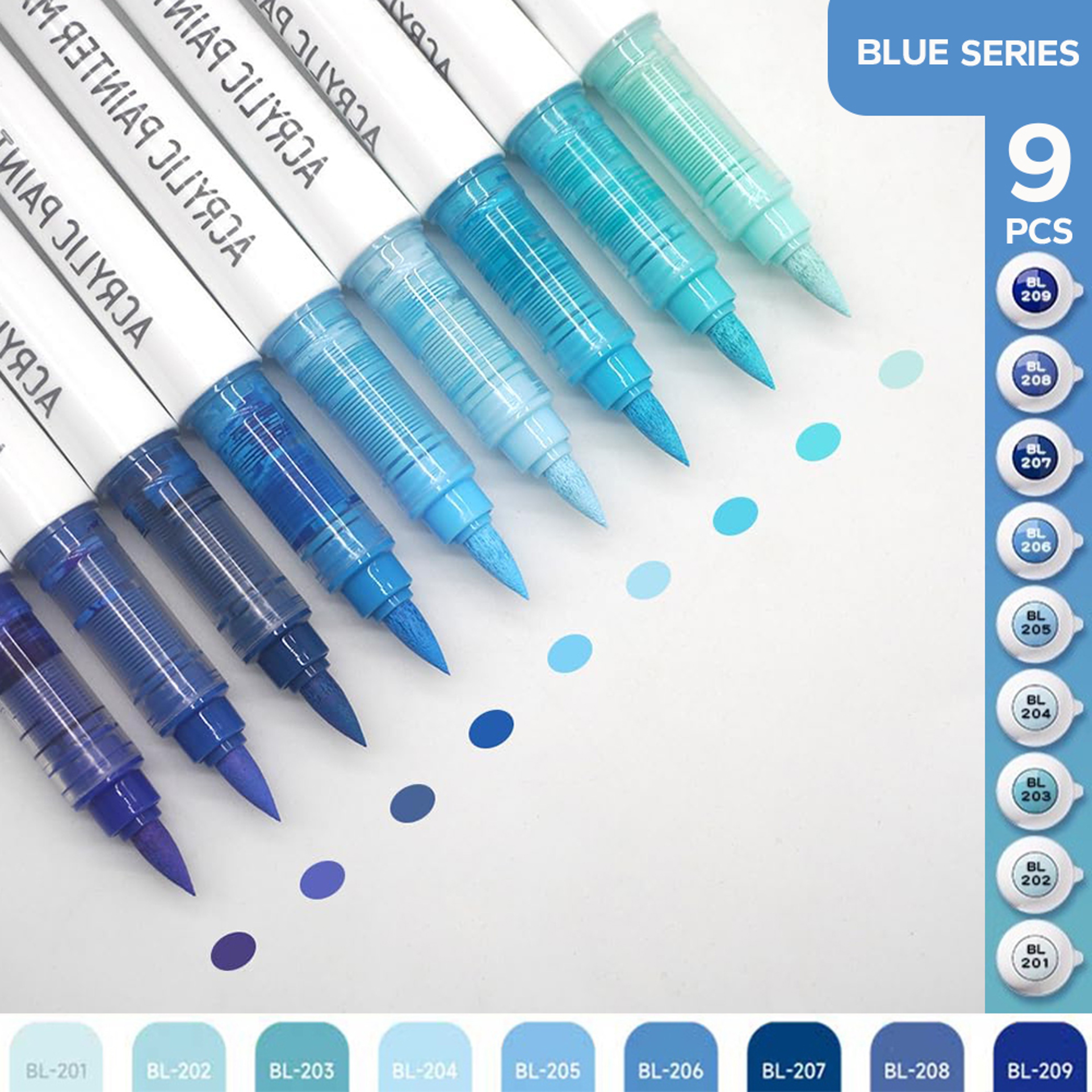 Pro Art Markers, 9pcs Set Acrylic Brush Markers for Painting, Drawing, Sketching with Premium Ink Control – view 14